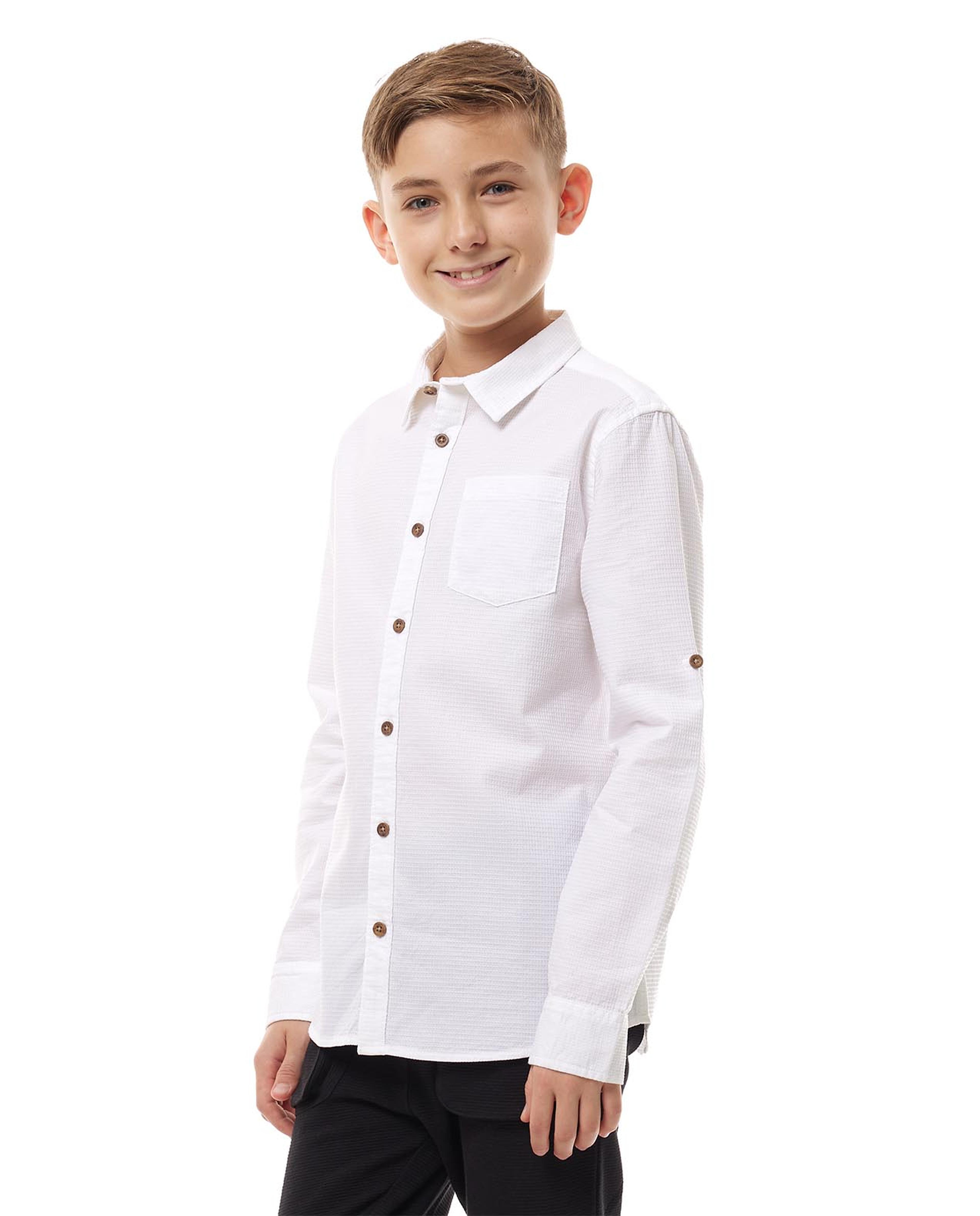 Self Patterned Shirt with Classic Collar and Long Sleeves