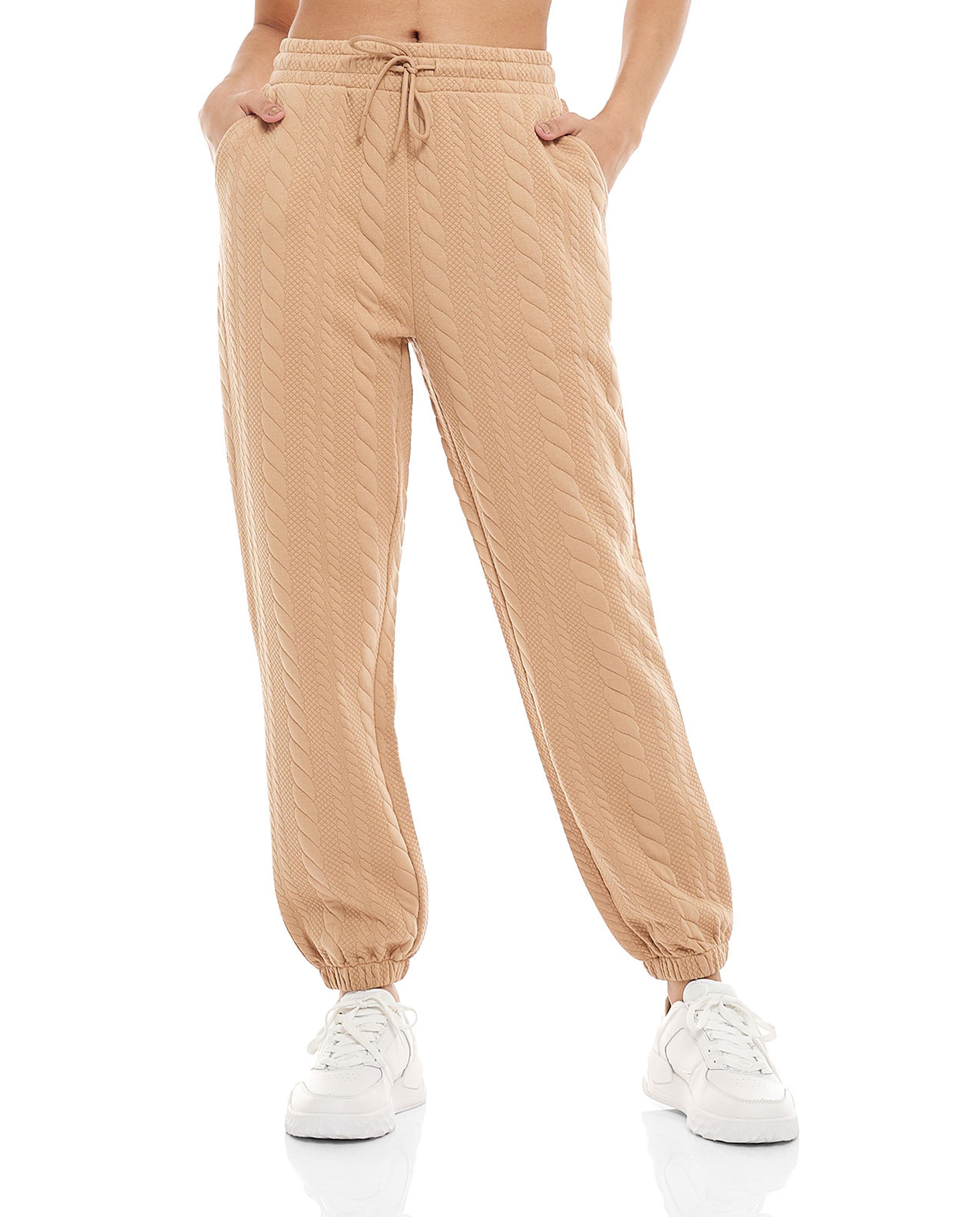 Self Patterned Joggers with Drawstring Waist