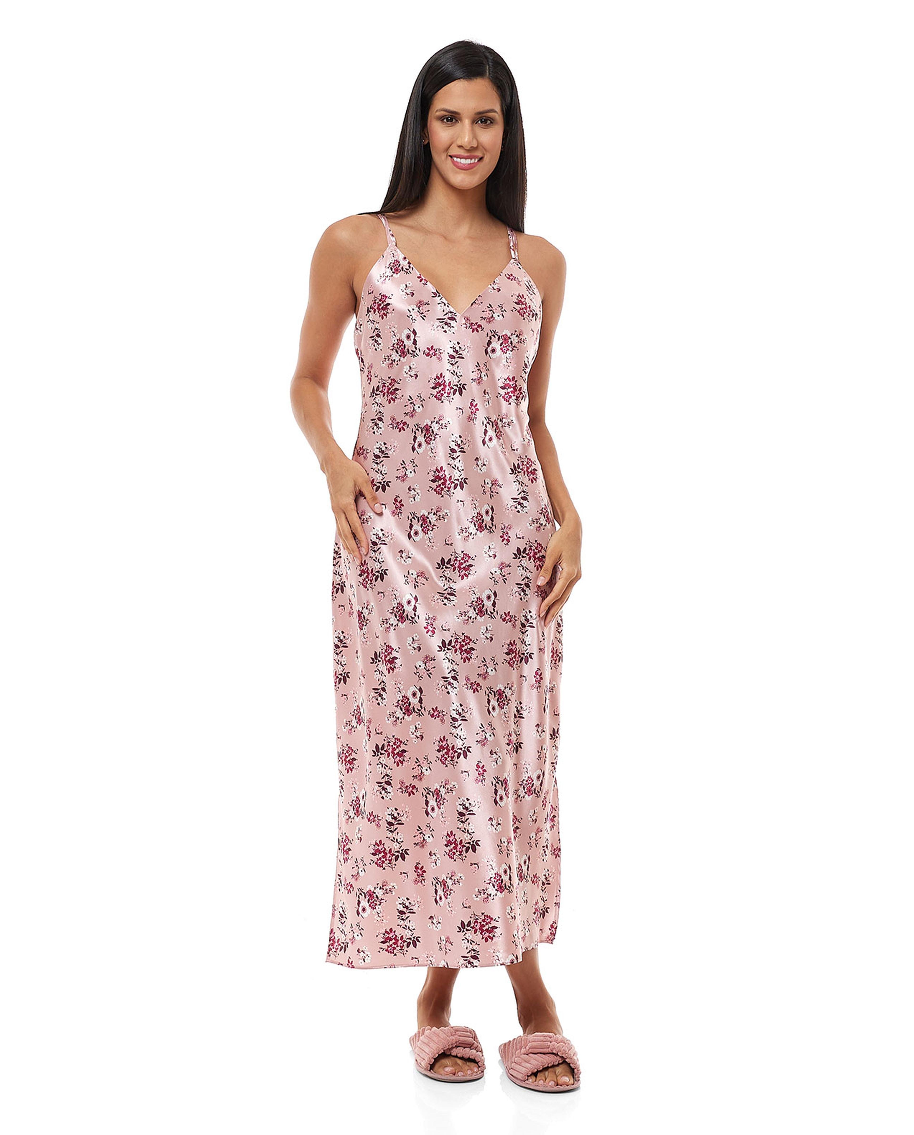 Floral Print Strappy Nightgown