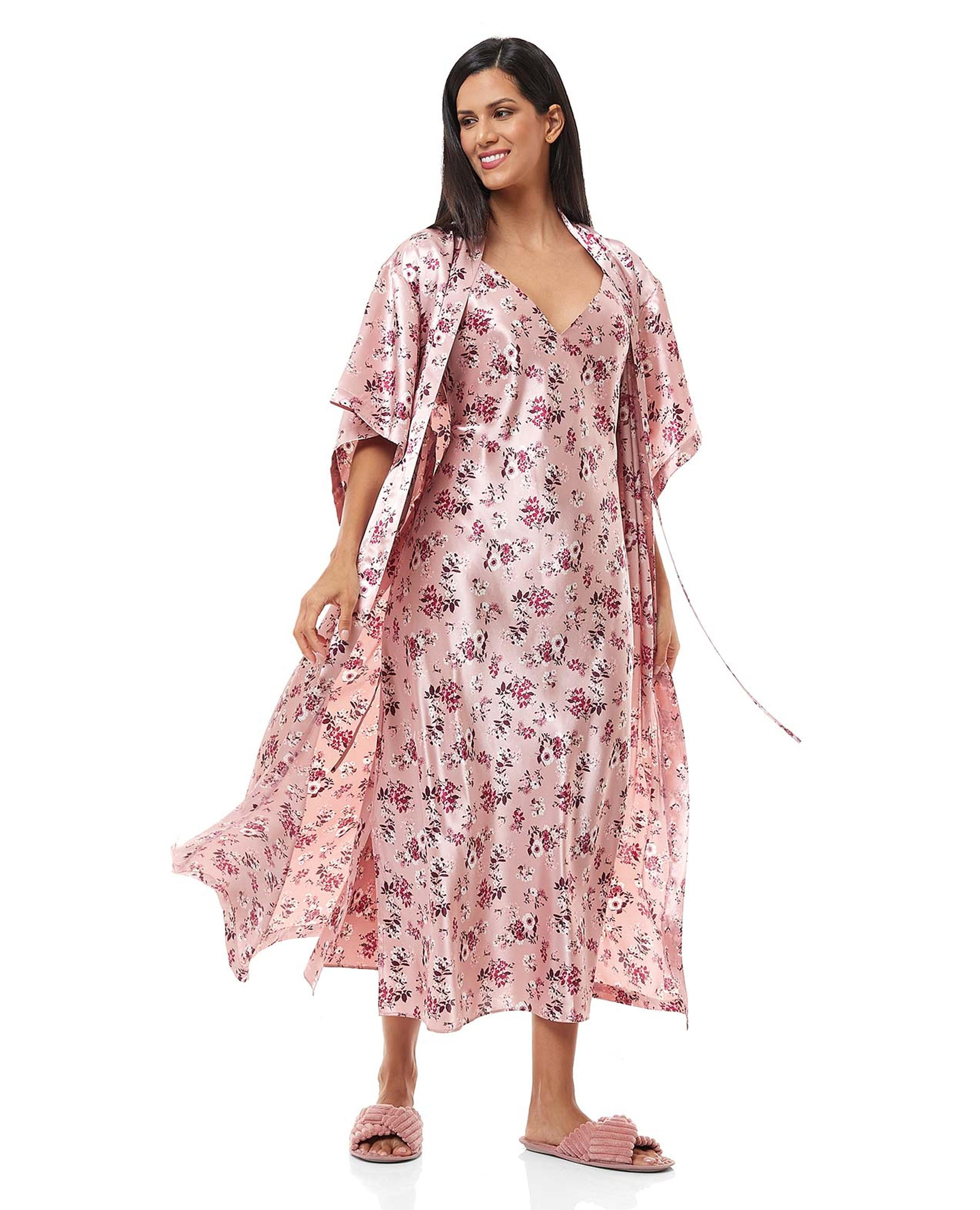 Floral Print Strappy Nightgown
