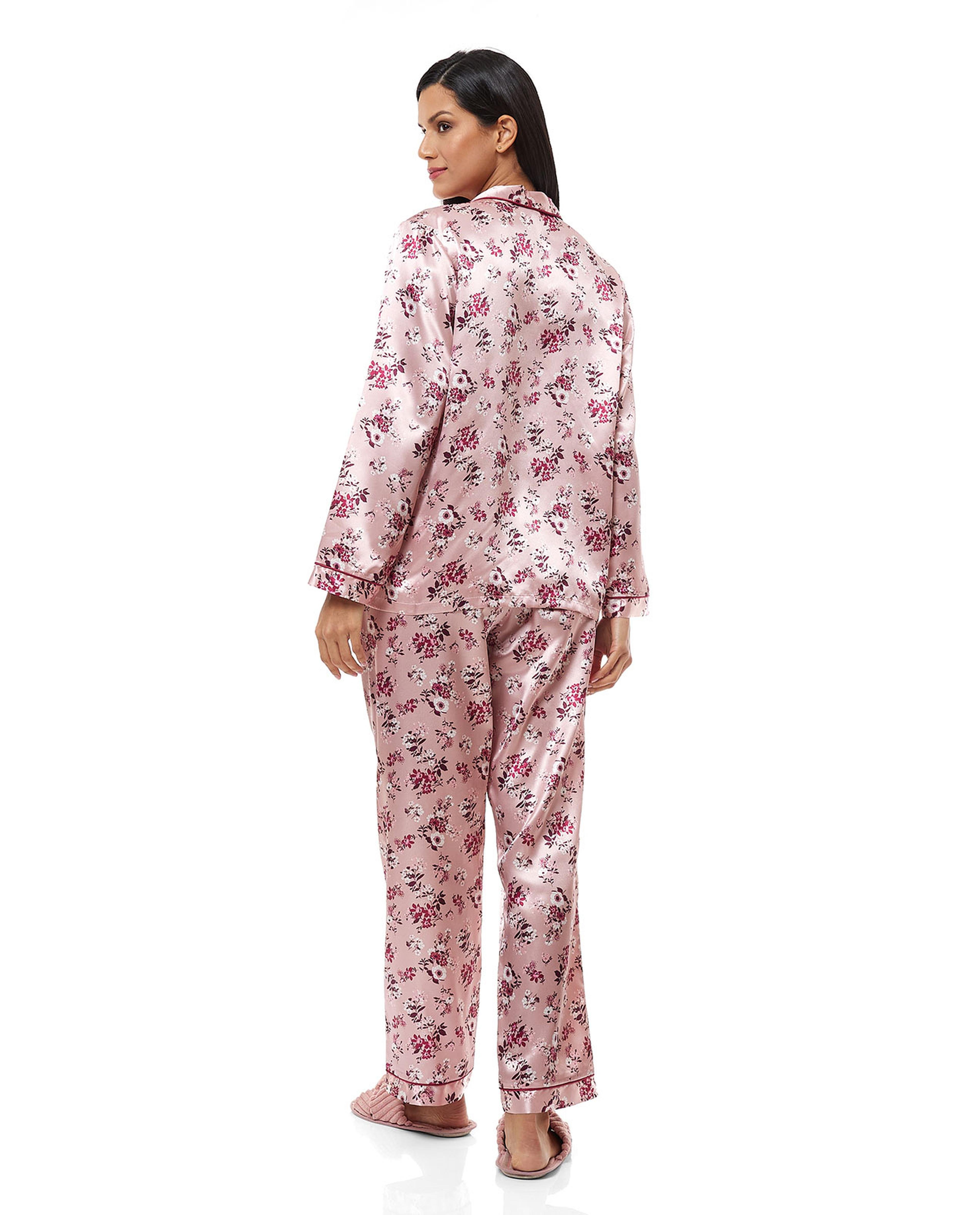 Floral Print Satin Pyjama Set