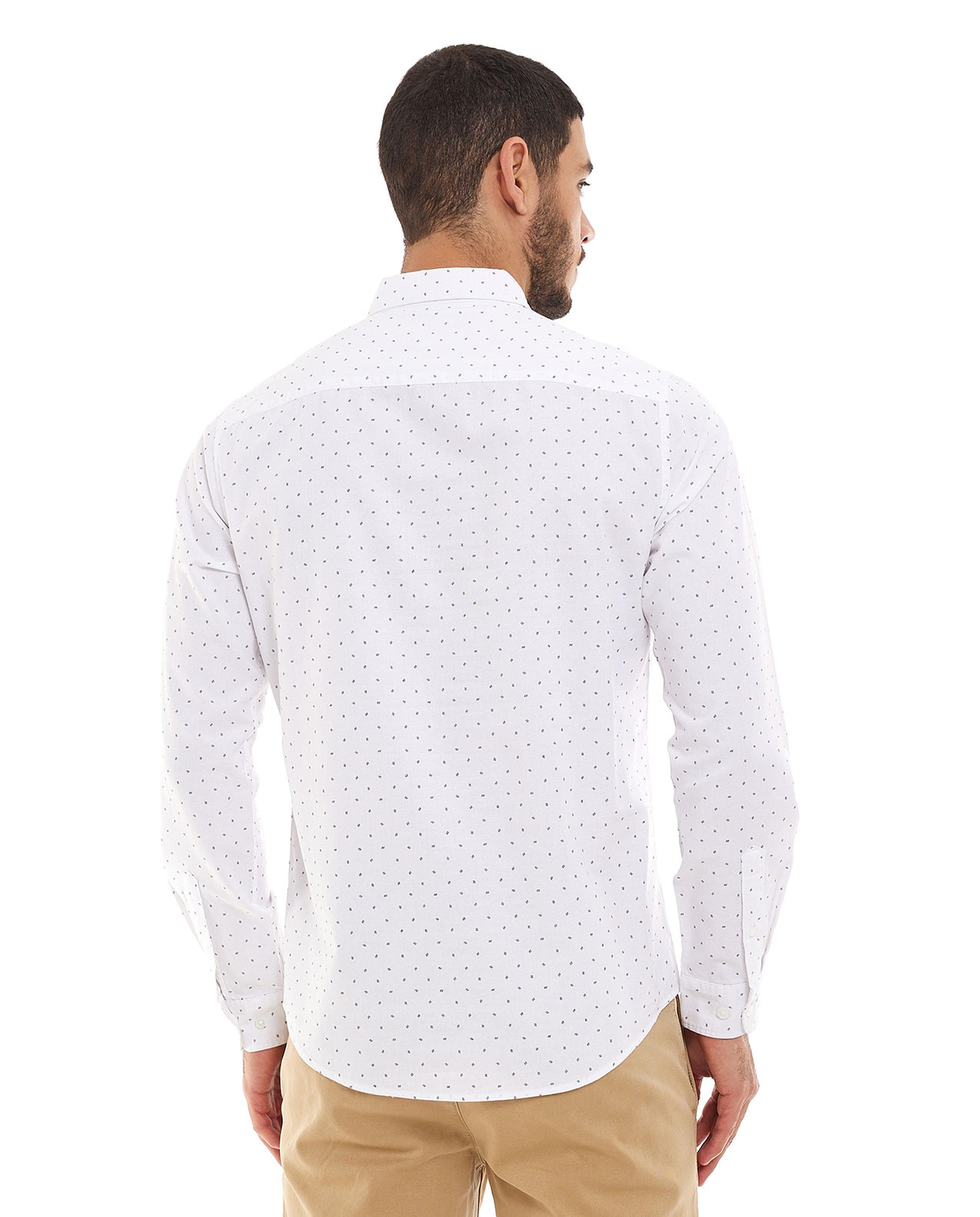 Polka Dots with Button-Down Collar and Long Sleeves