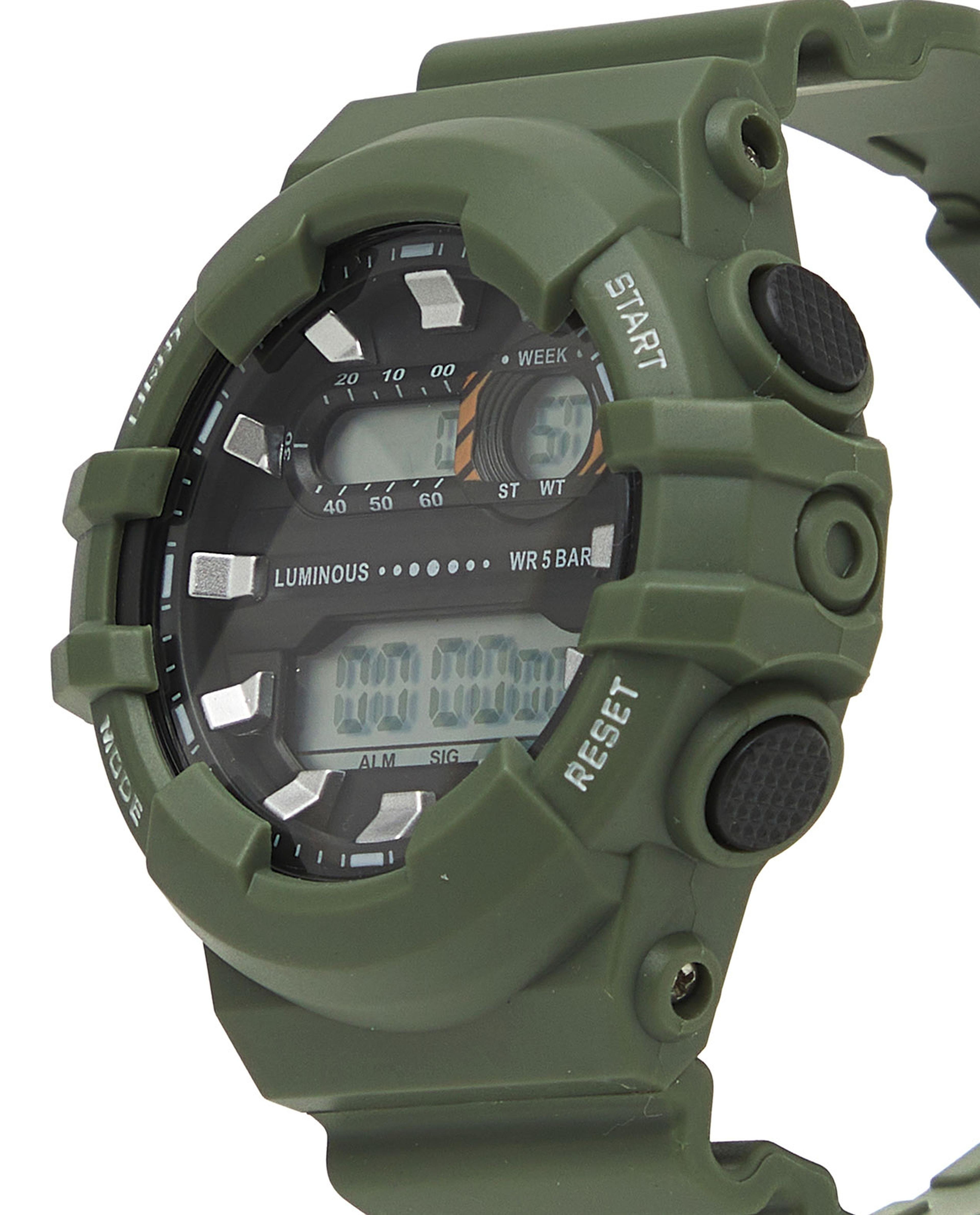 Digital Watch with Buckle Strap
