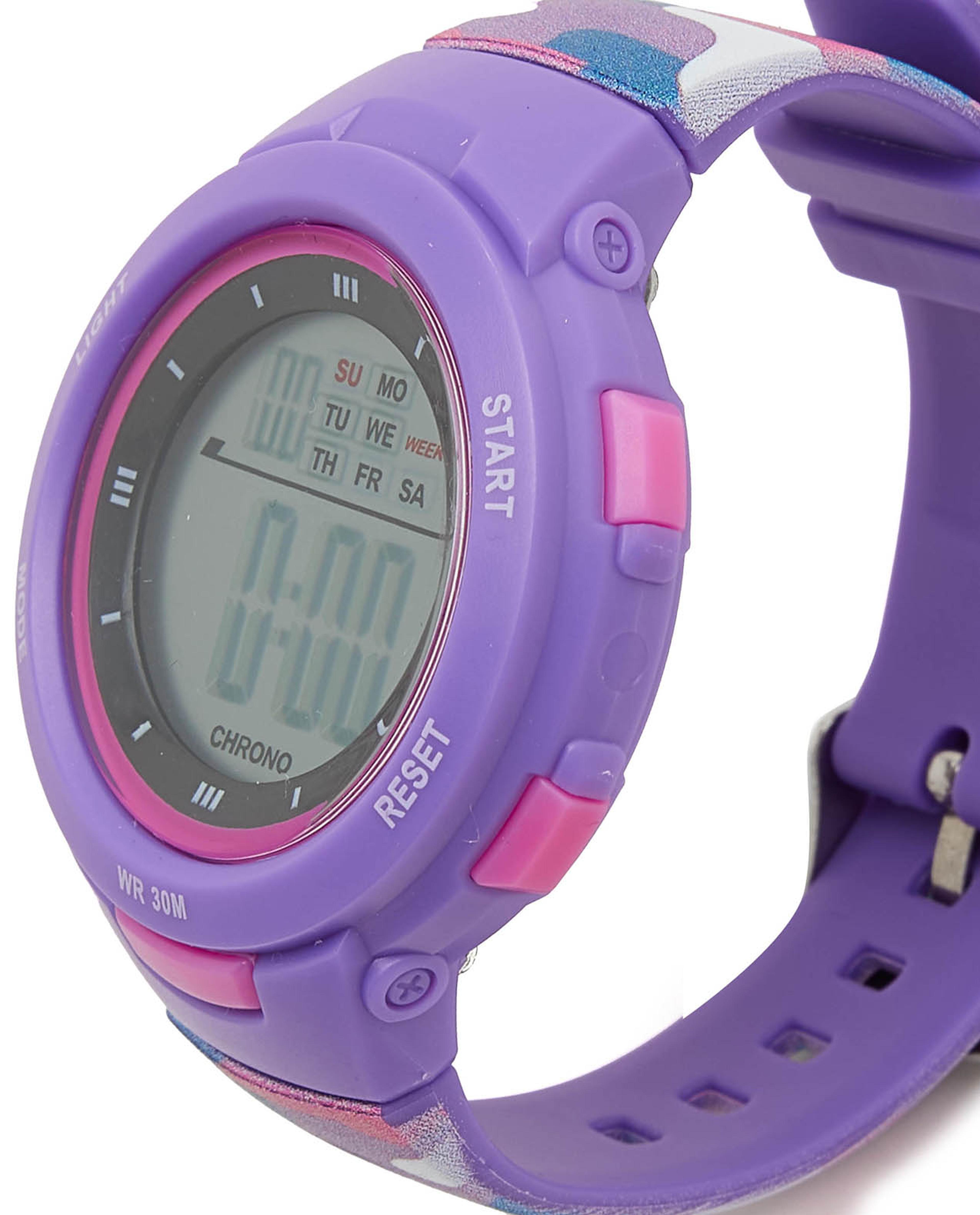Digital Watch with Buckle Closure