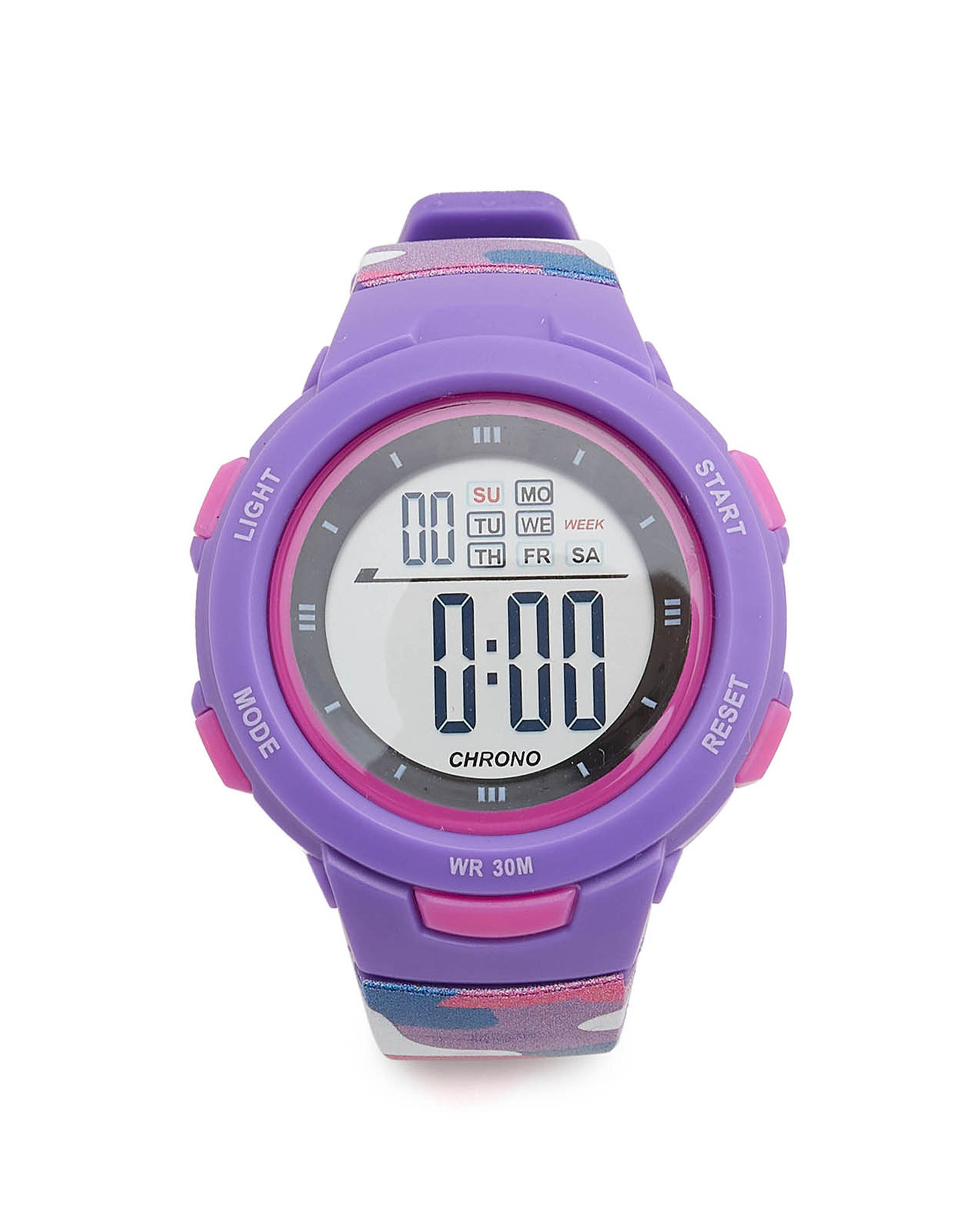 Digital Watch with Buckle Closure