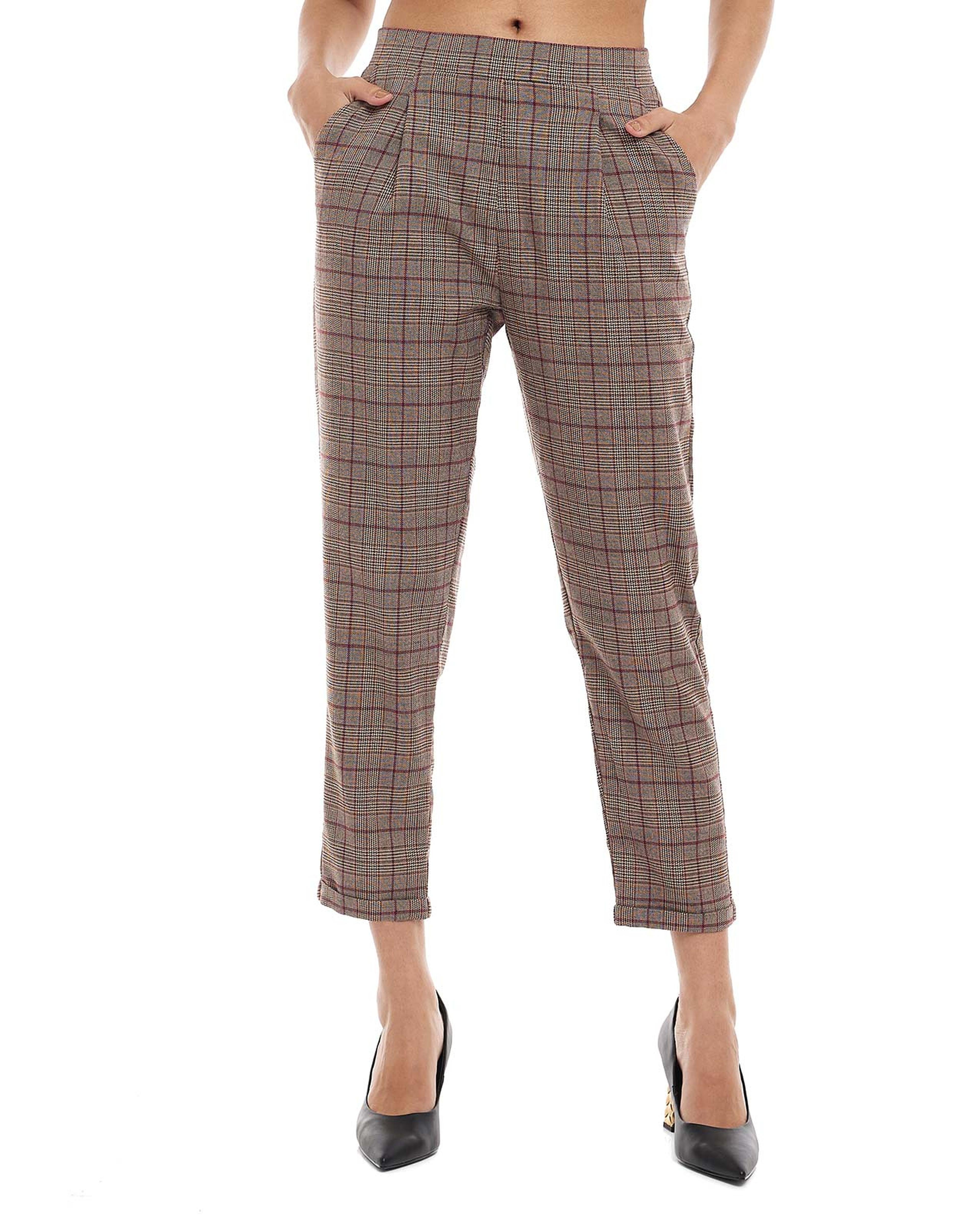 Forever 21 Women's Plaid Straight-Leg Pants in Tan Small | CoolSprings  Galleria