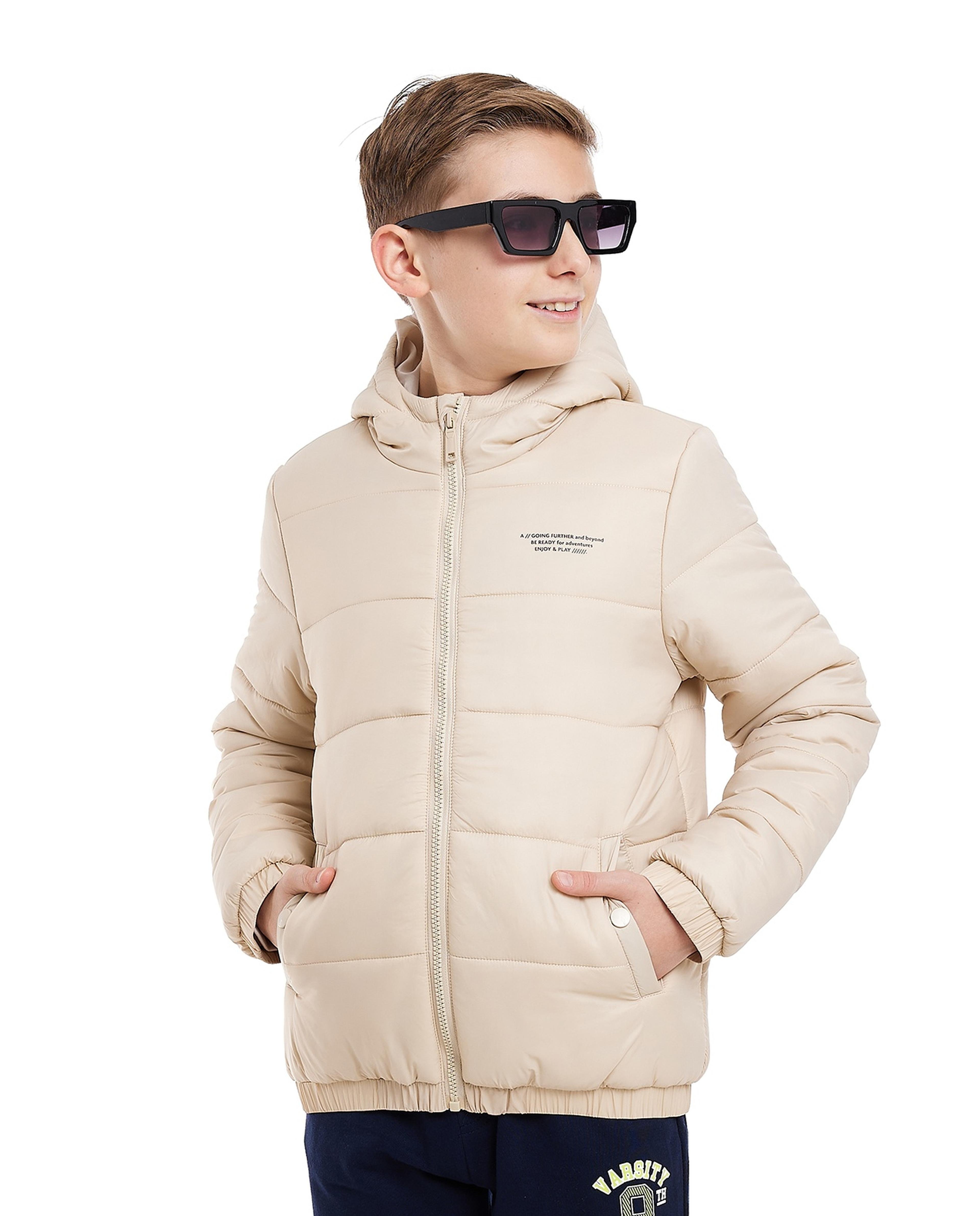 Quilted Hooded Jacket with Zipper Closure