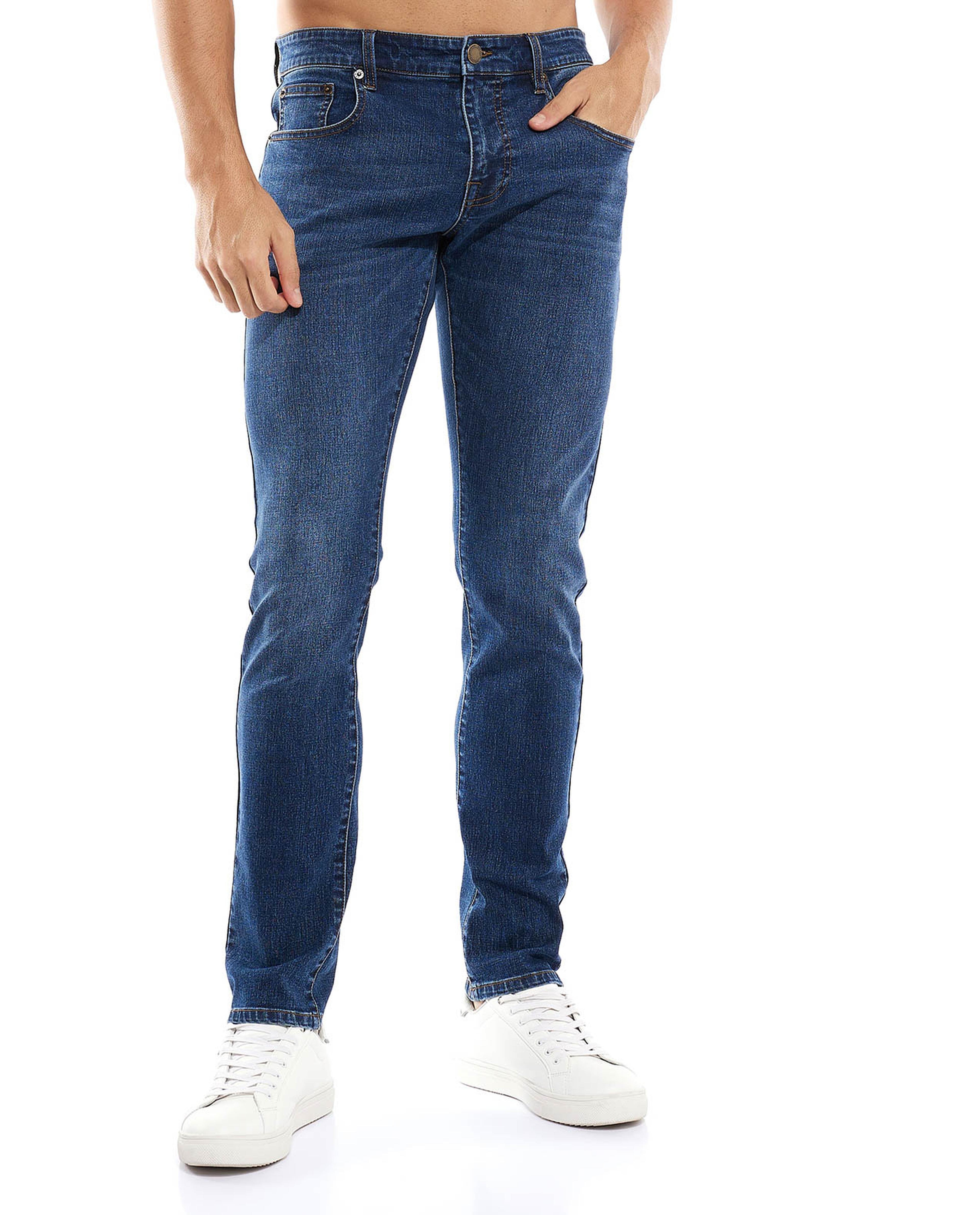 Washed Regular Fit Jeans with Button Closure