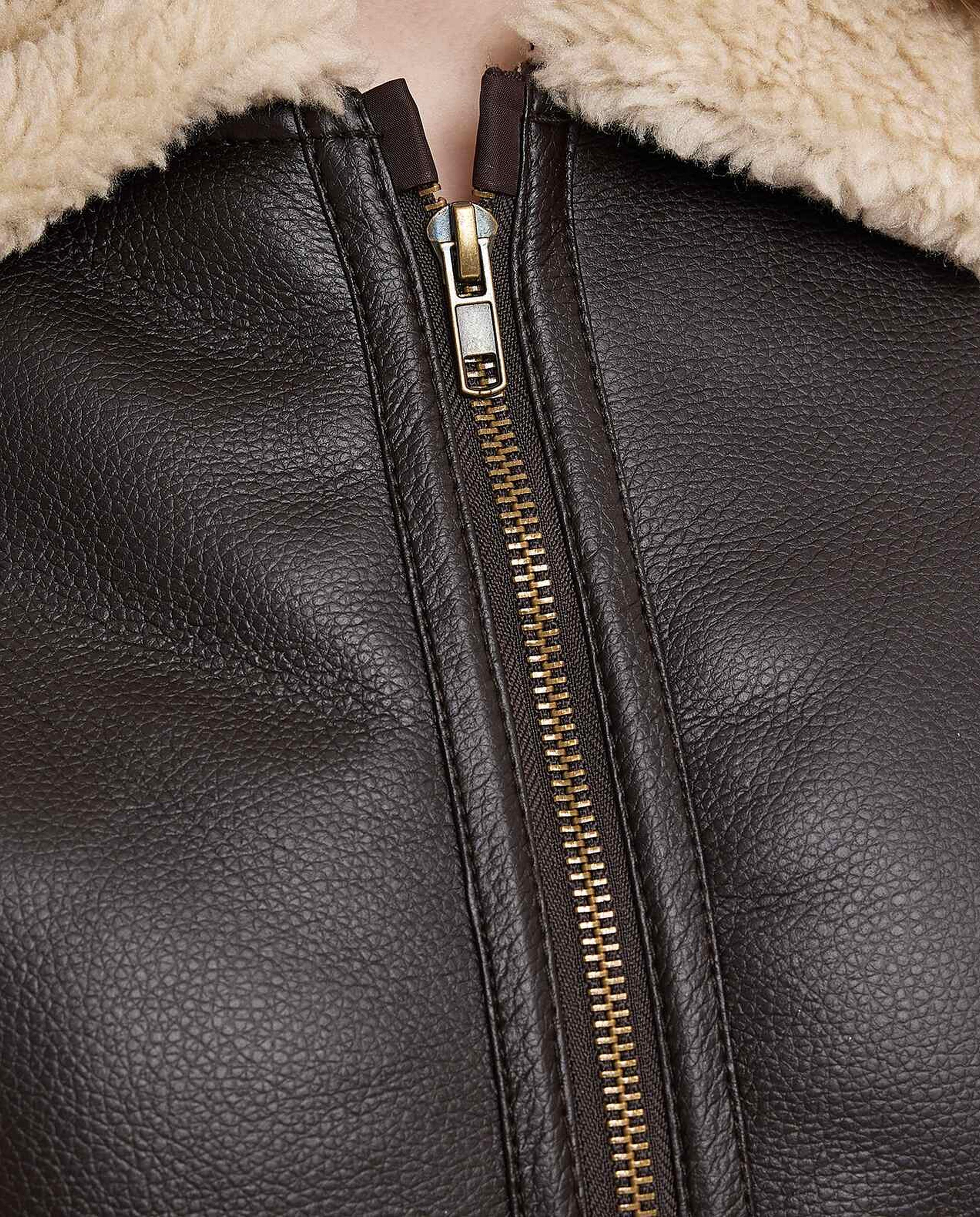 Sherpa Detail Jacket with Zipper Closure