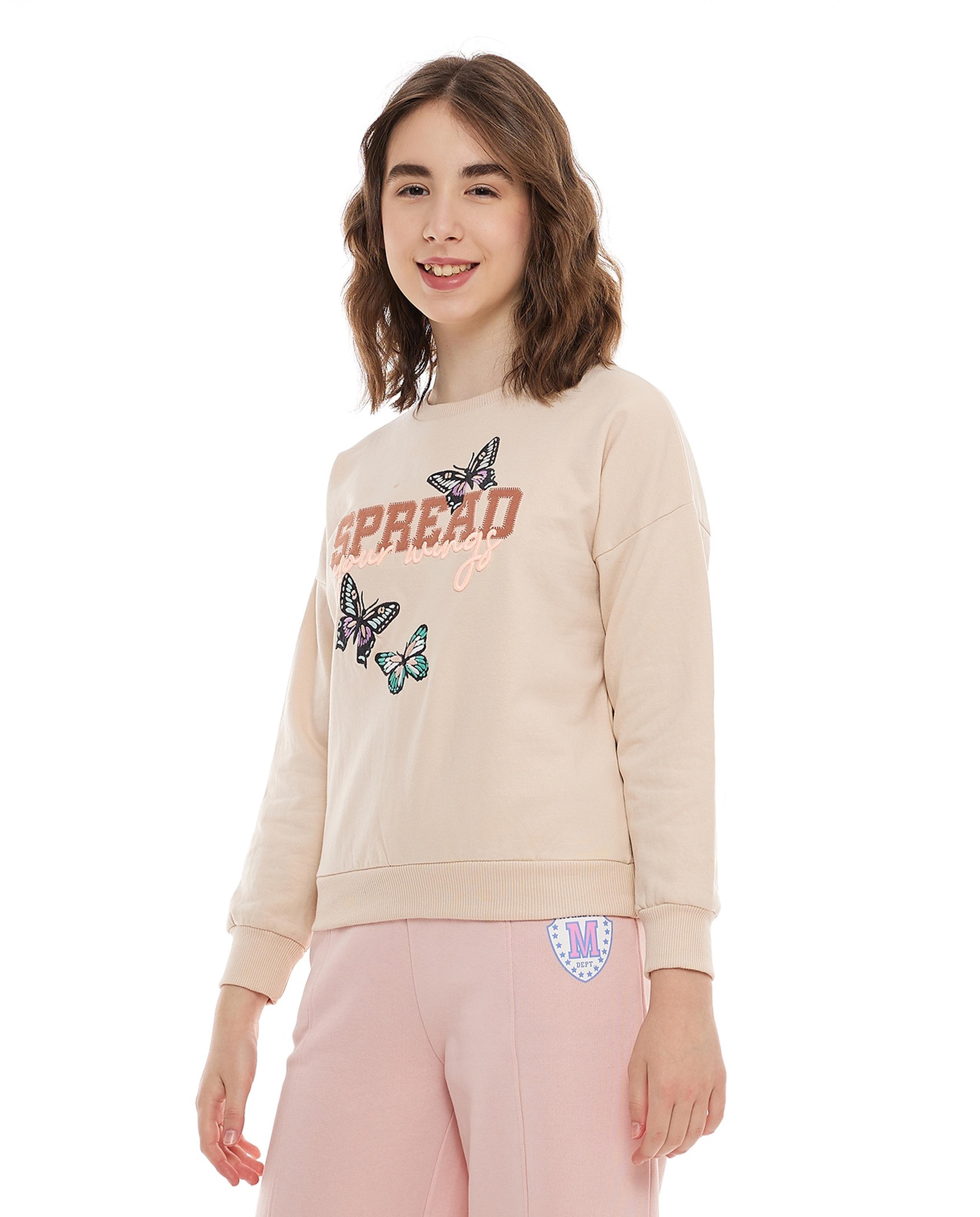 Embroidered Sweatshirt with Crew Neck and Long Sleeves