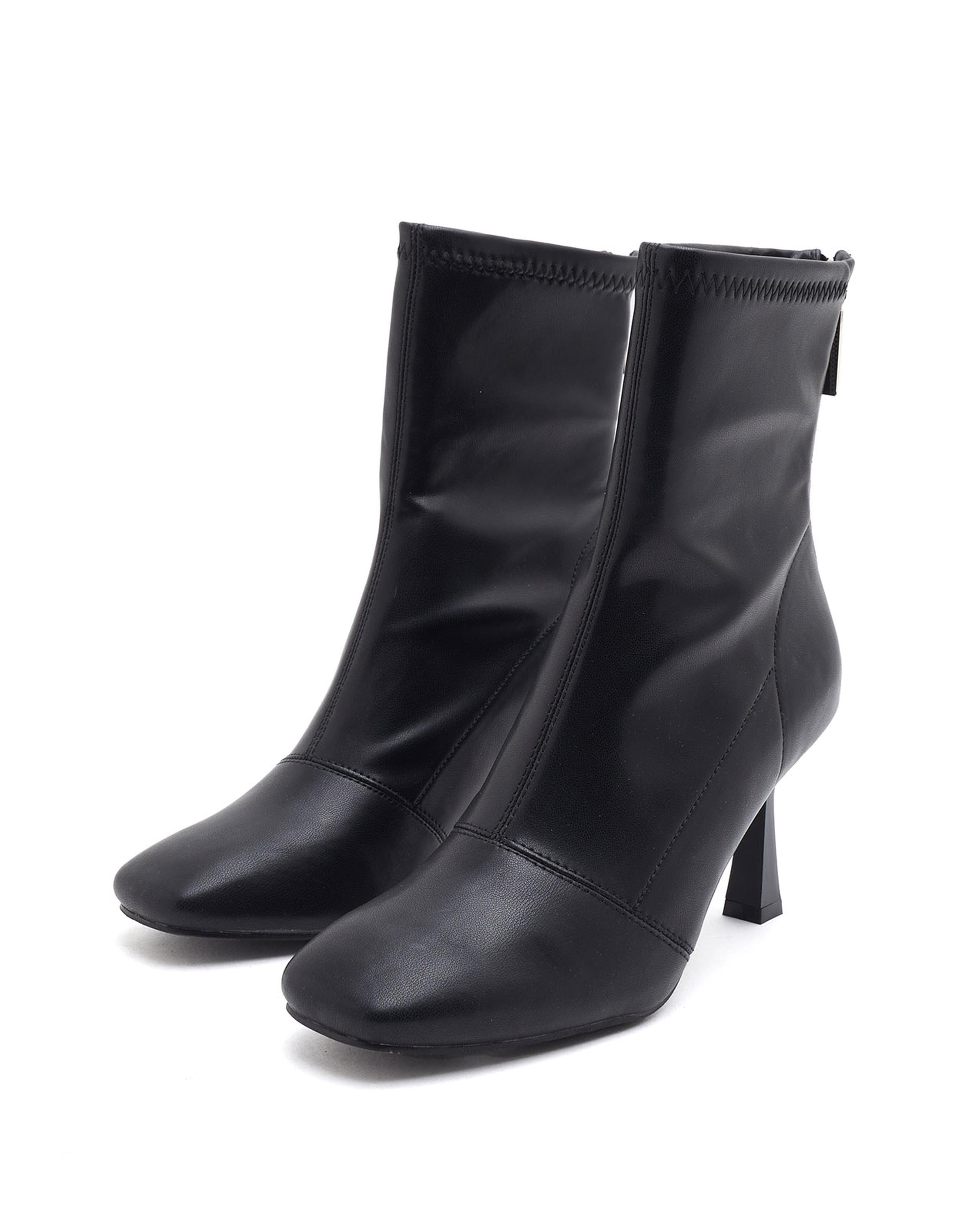 Faux Leather Heeled Ankle Boots