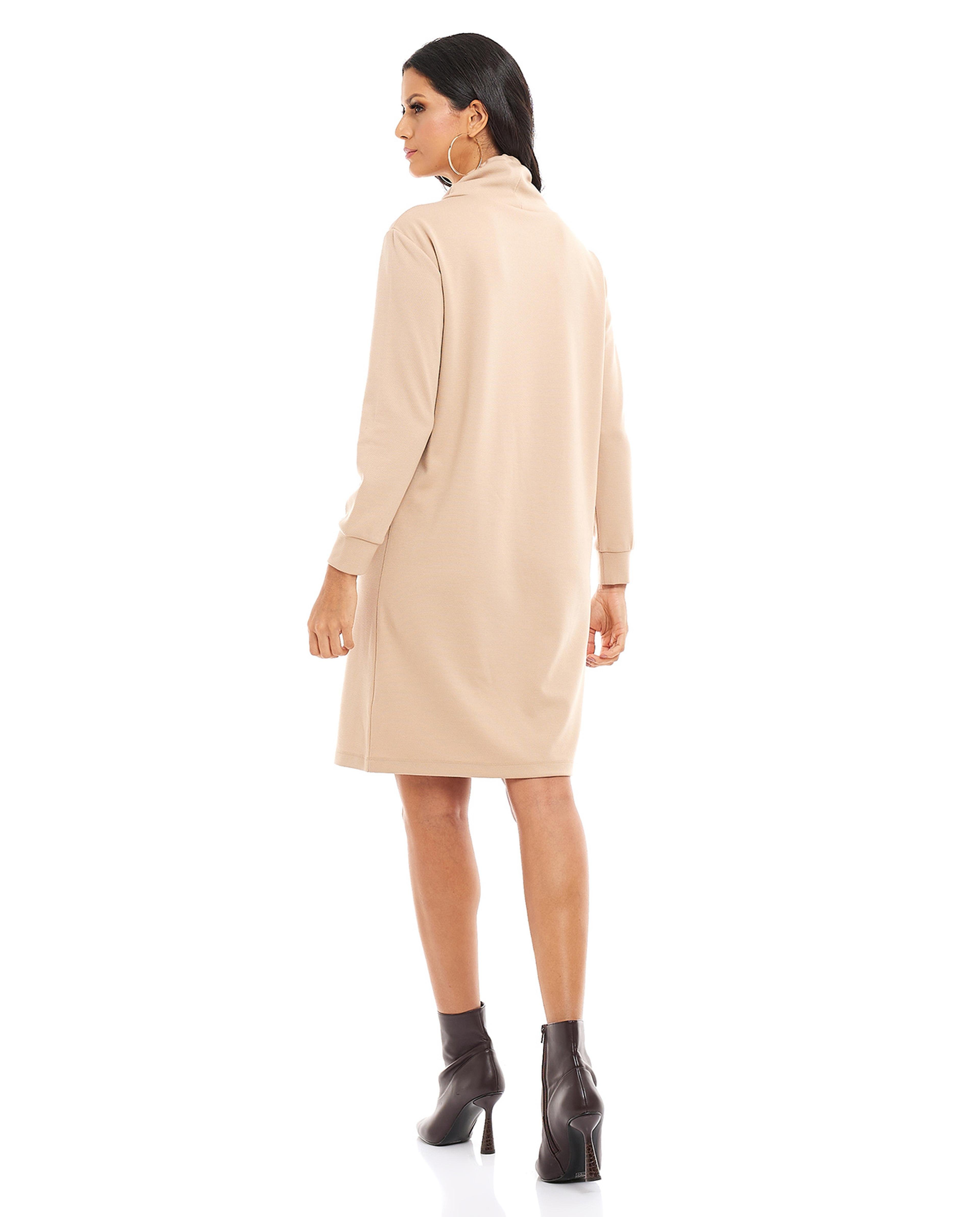 Solid Sweatdress with Long Sleeves