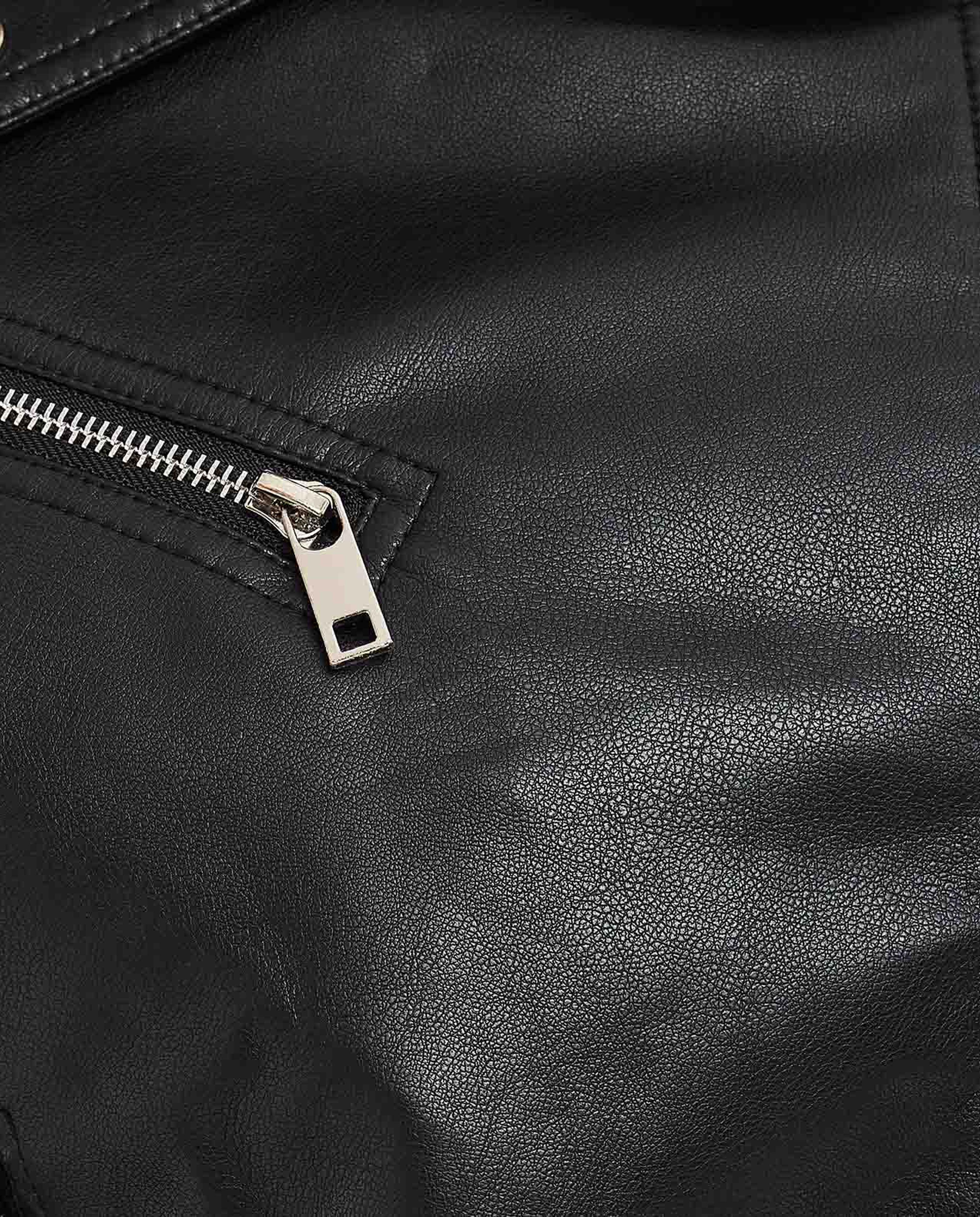 Solid Biker Jacket with Zipper Closure