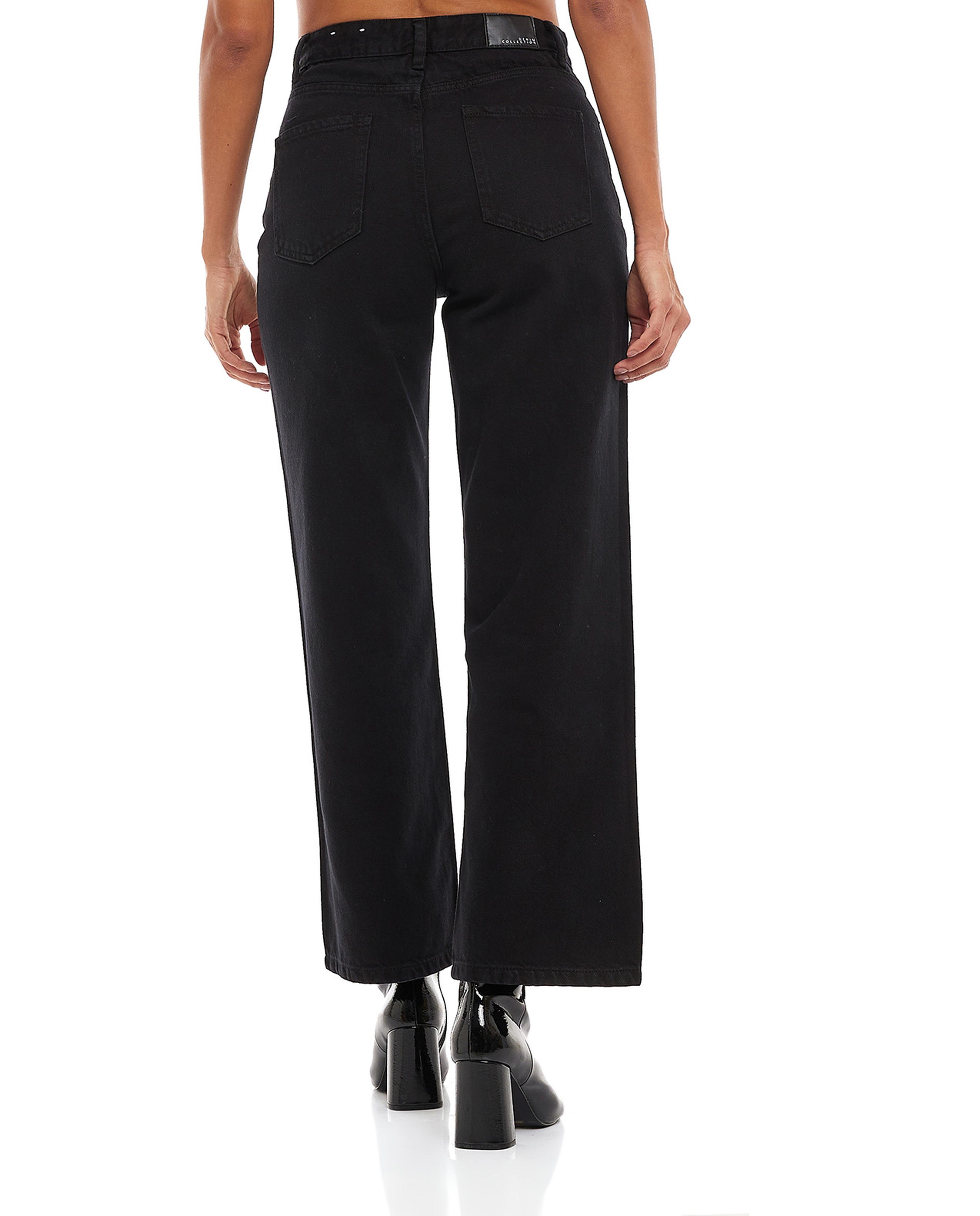 Solid Wide Leg Jeans with Button Closure