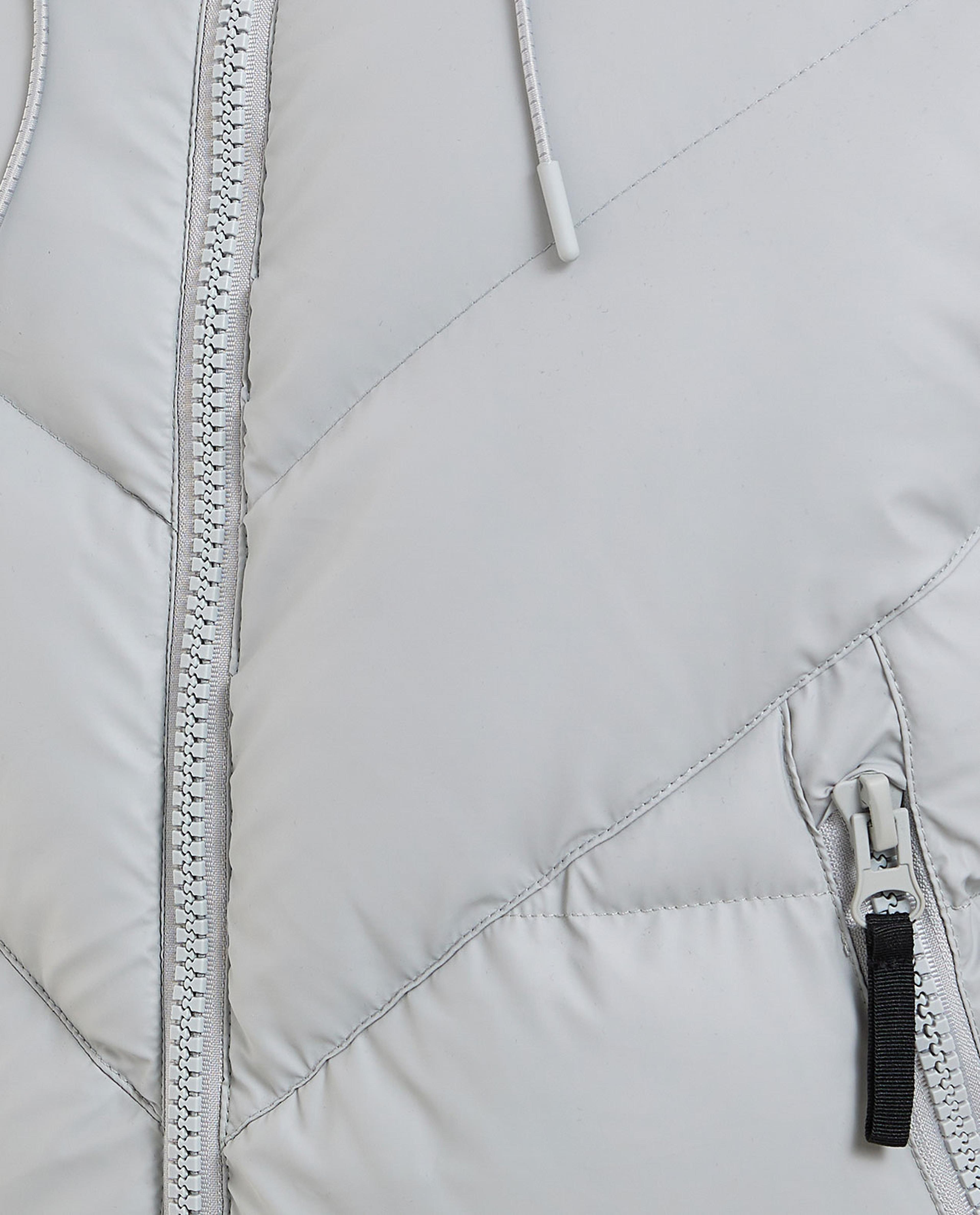Quilted Hooded Jacket with Zipper Closure