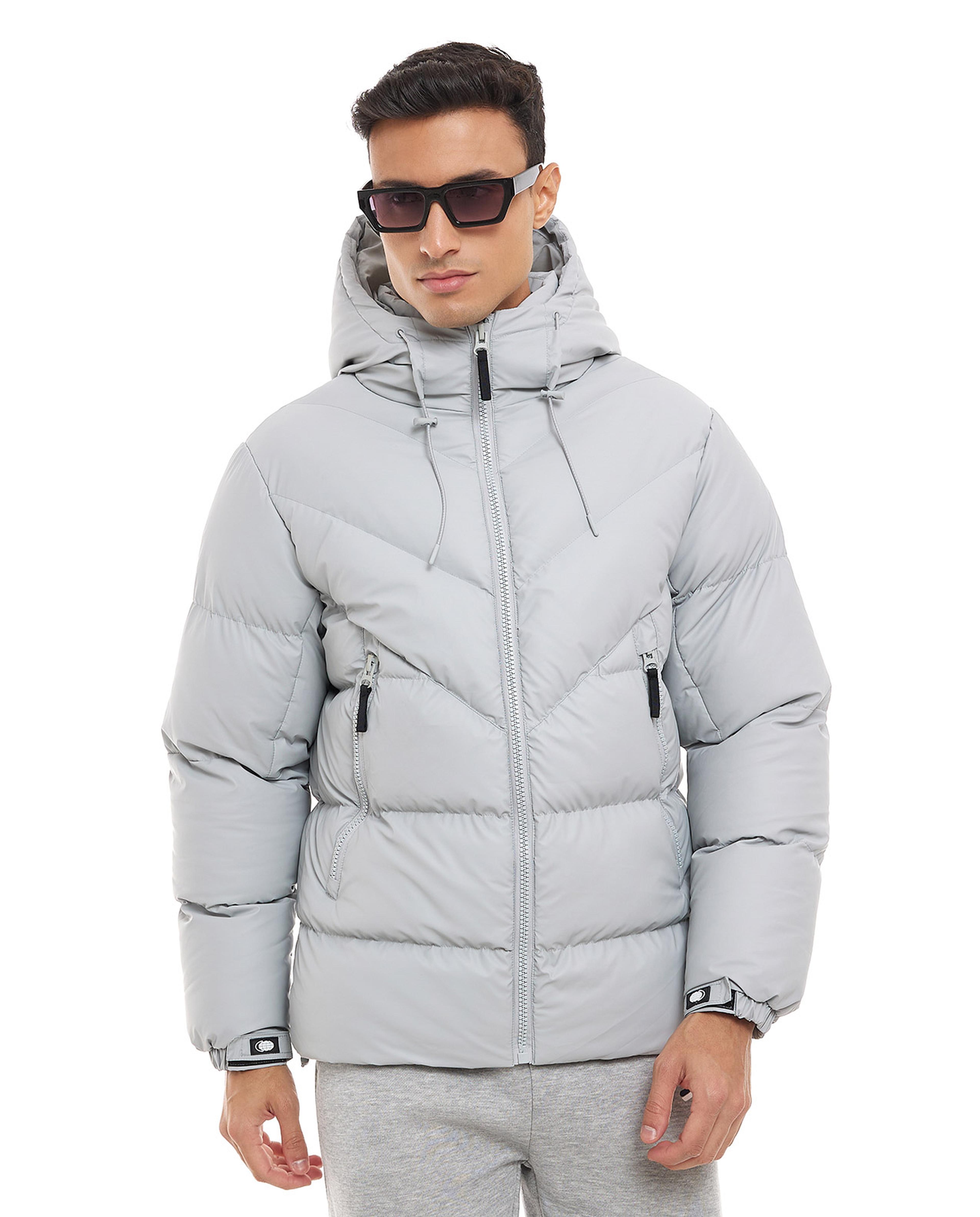 Quilted Hooded Jacket with Zipper Closure