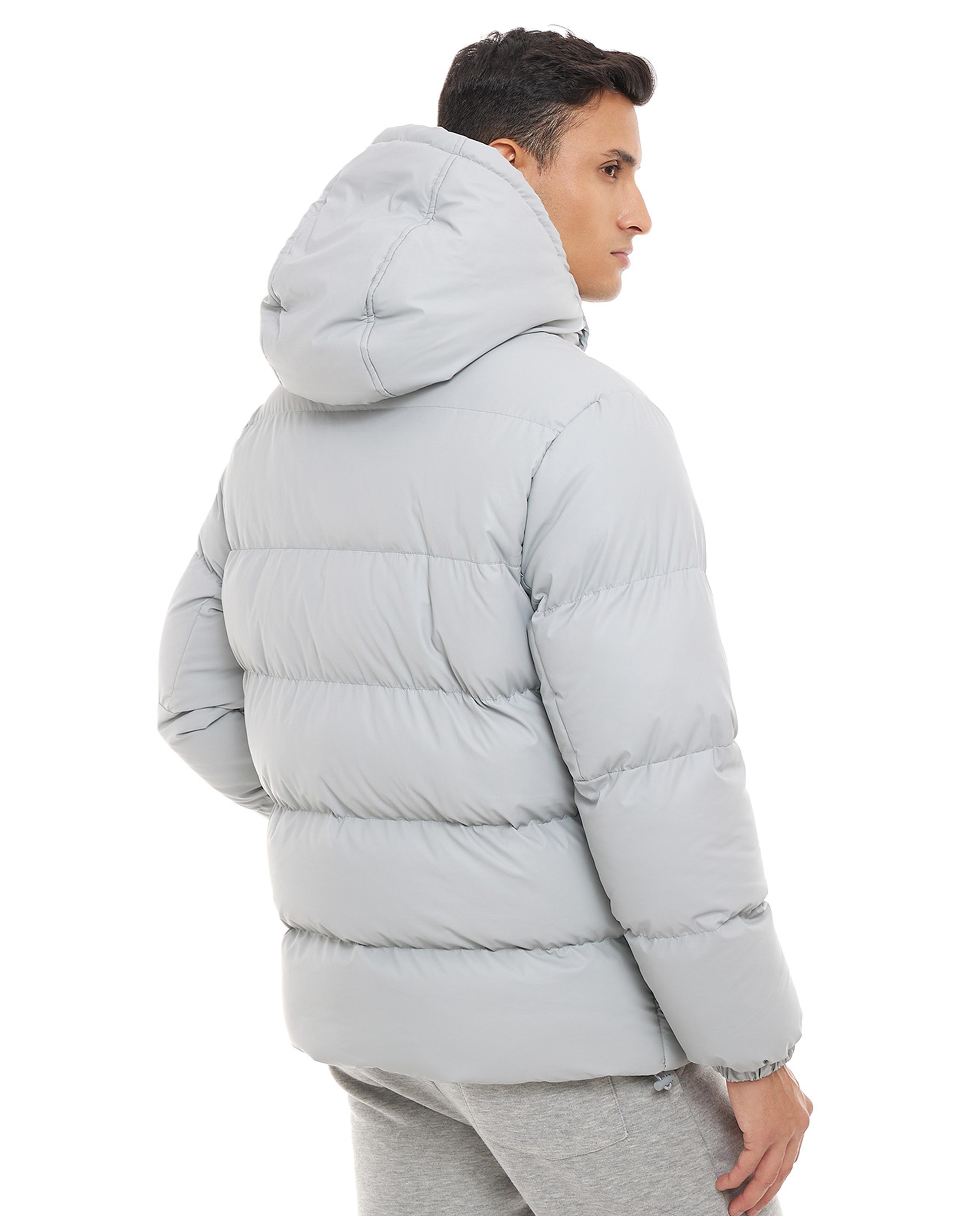 Quilted Hooded Jacket with Zipper Closure