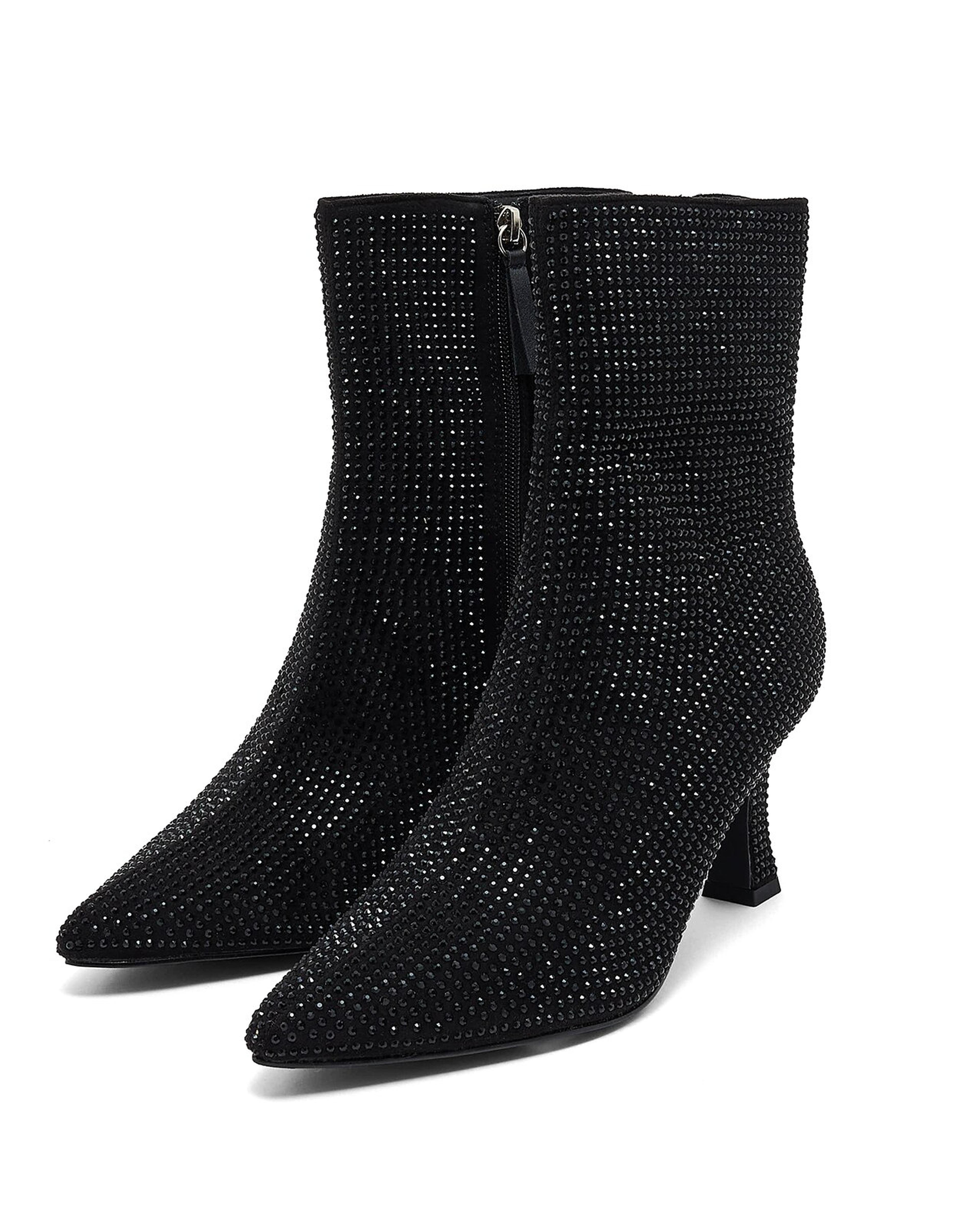 Stone Embellished Heel Ankle Boots