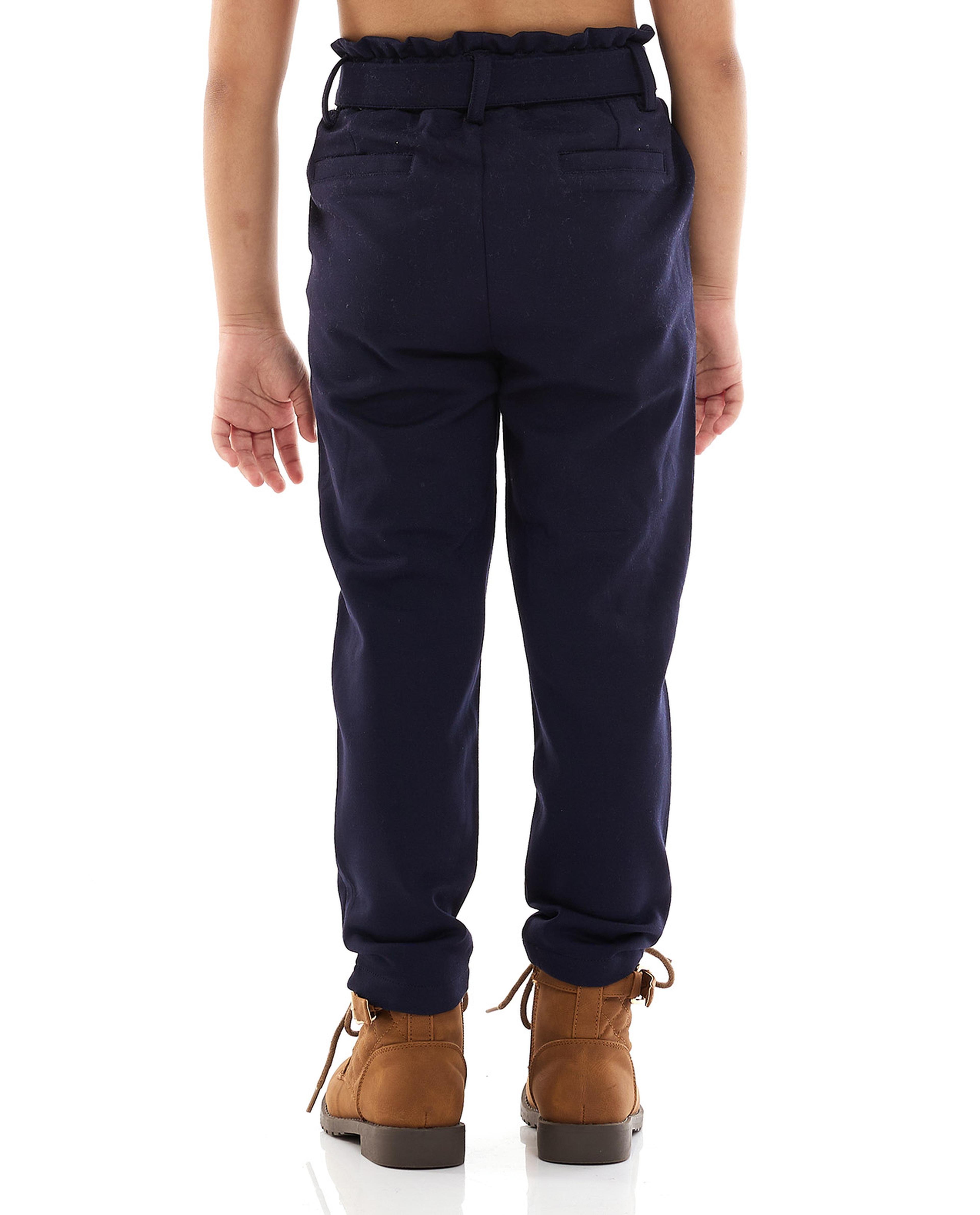 Solid Pants with Elastic Waist