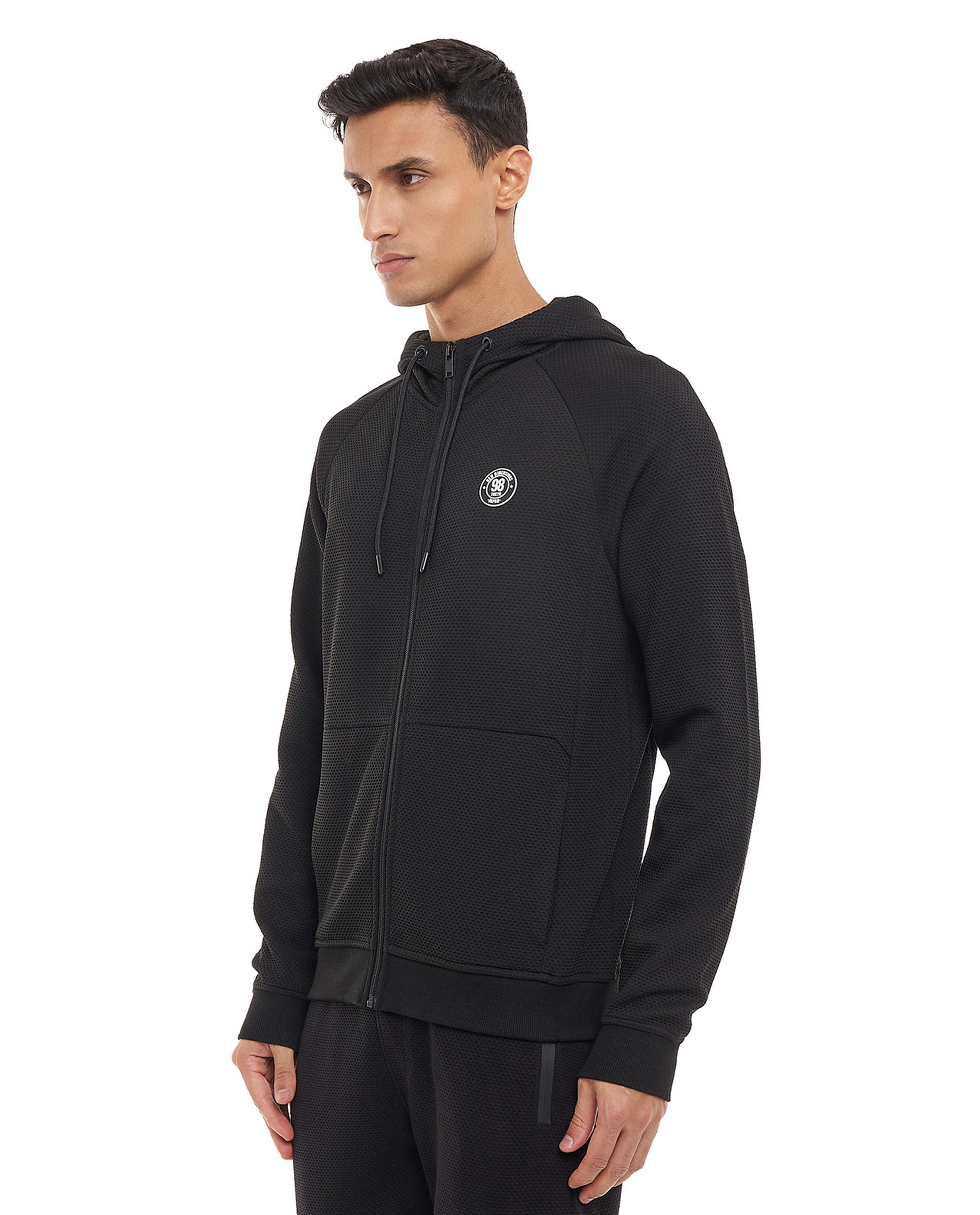 Perforated Hooded Active Jacket with Zipper Closure