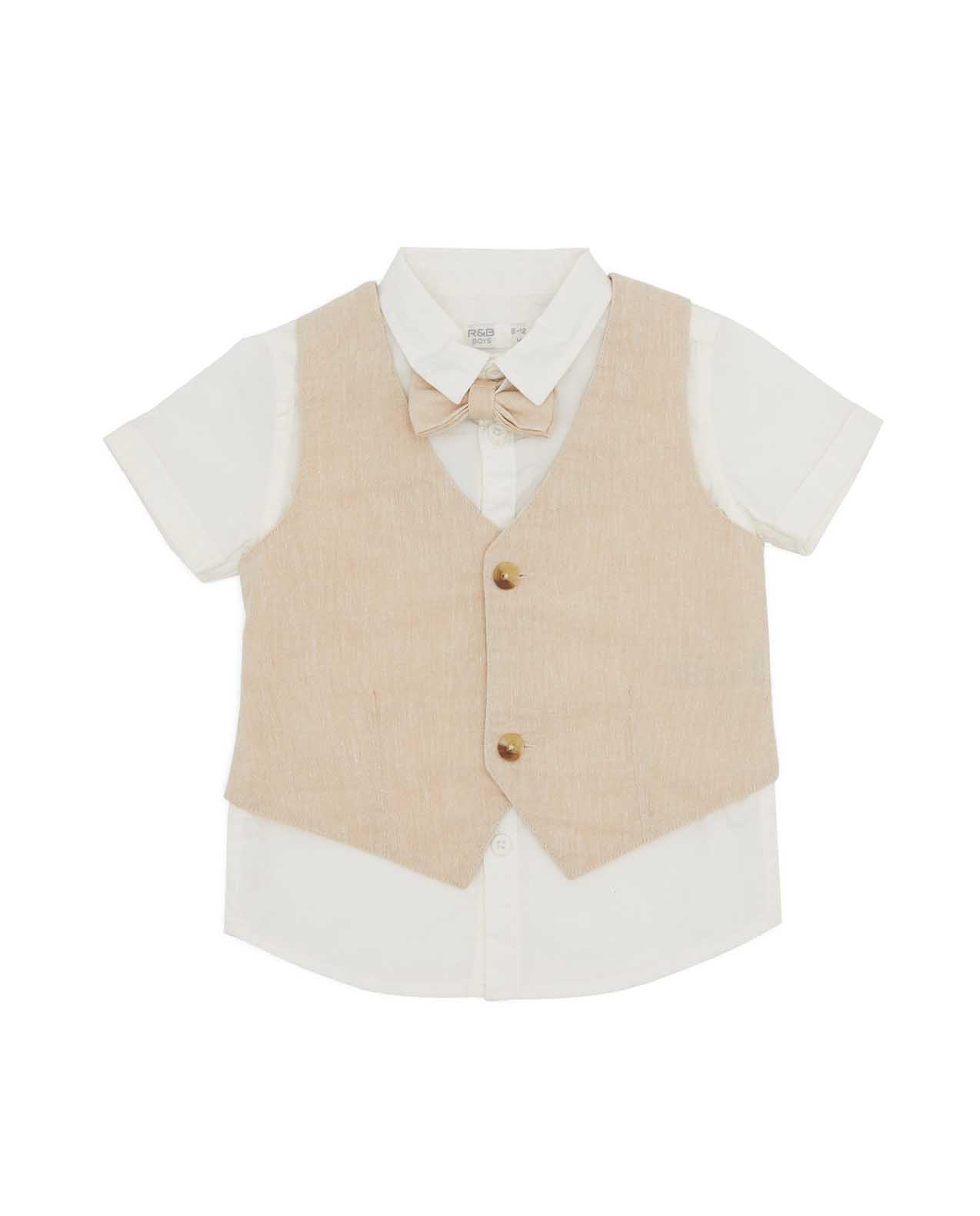 3 Piece Solid Clothing Set with Bow-Tie
