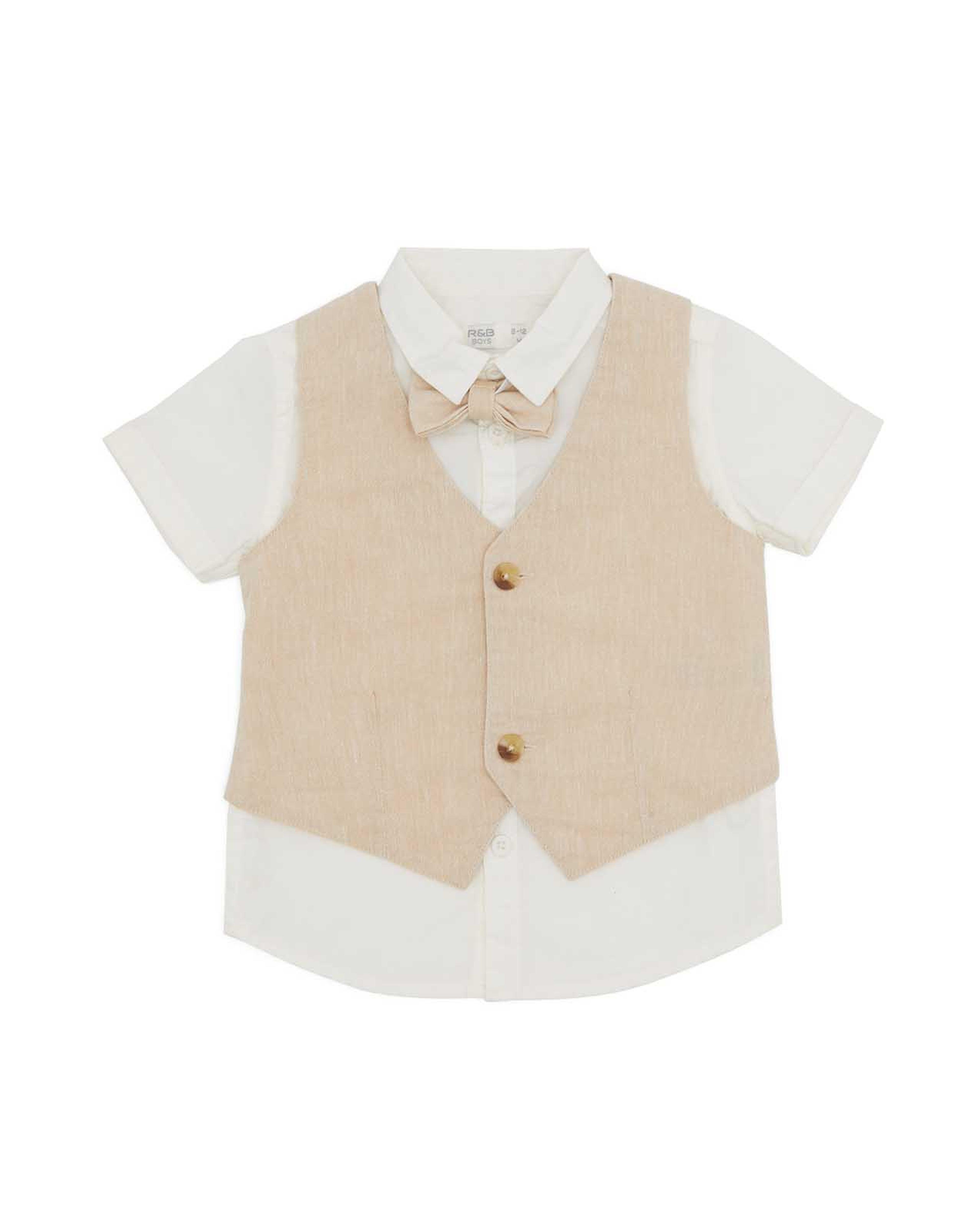 3 Piece Solid Clothing Set with Bow-Tie