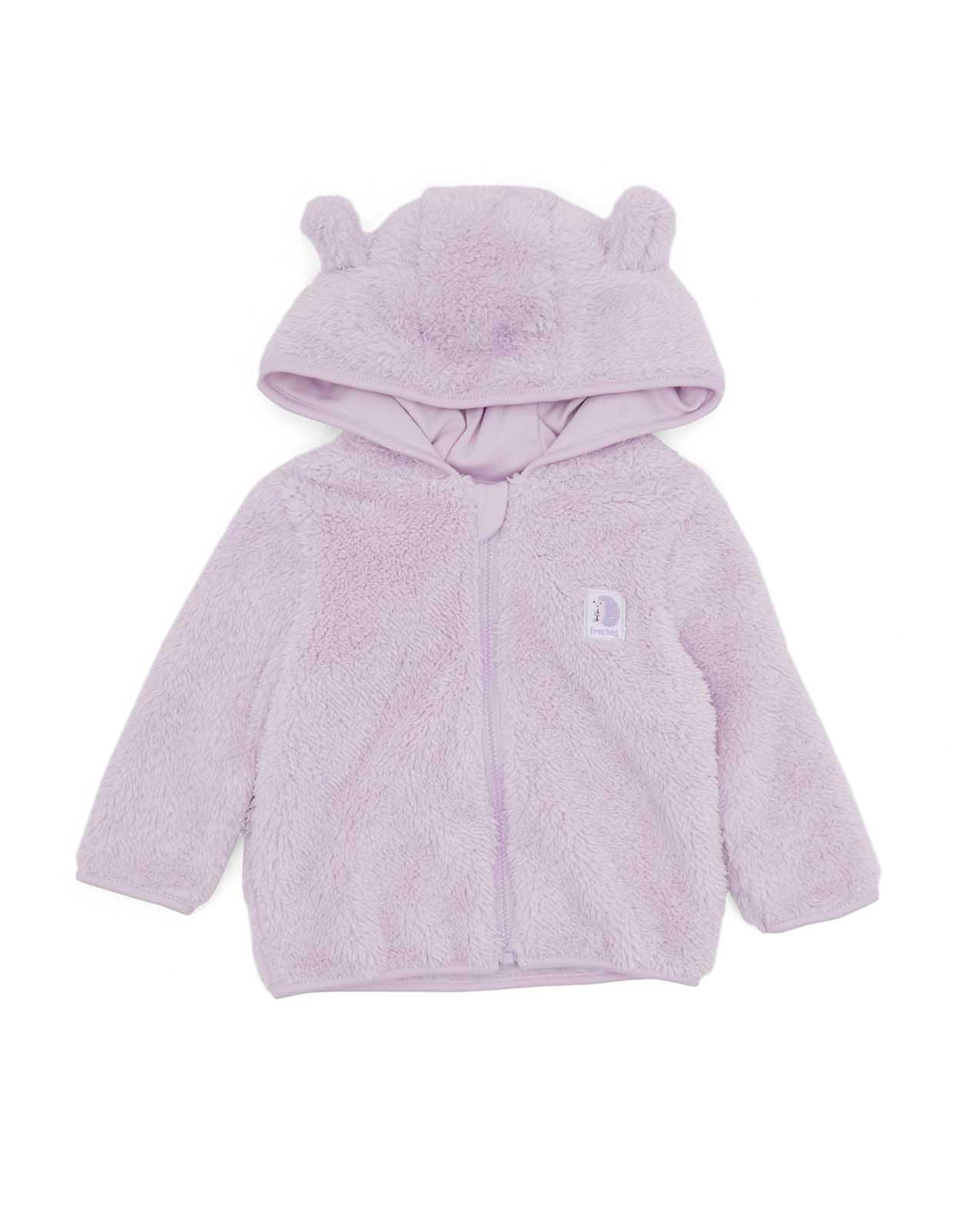 Plush Hooded Jacket with Zipper Closure