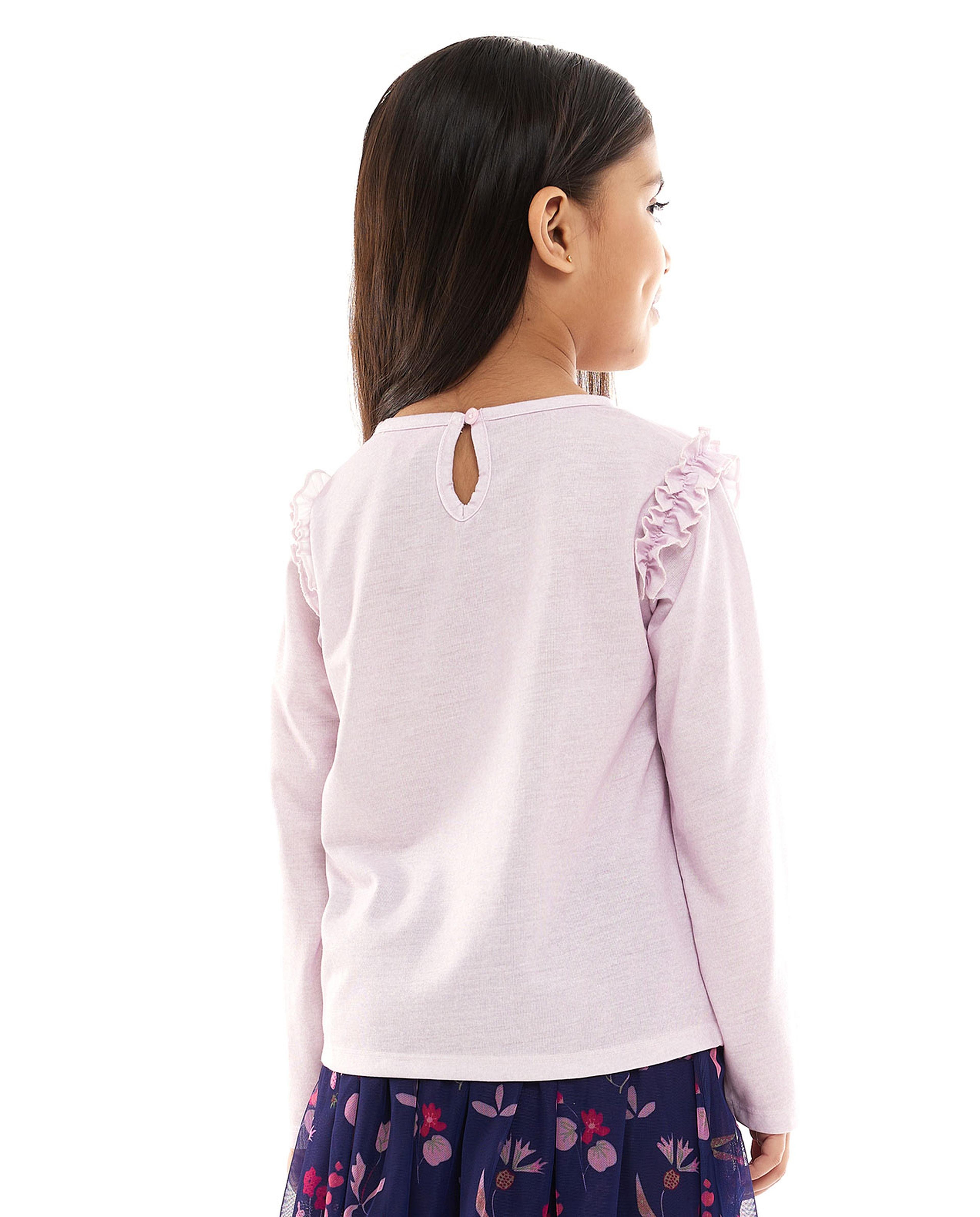Sequins Top with Crew Neck and Long Sleeves
