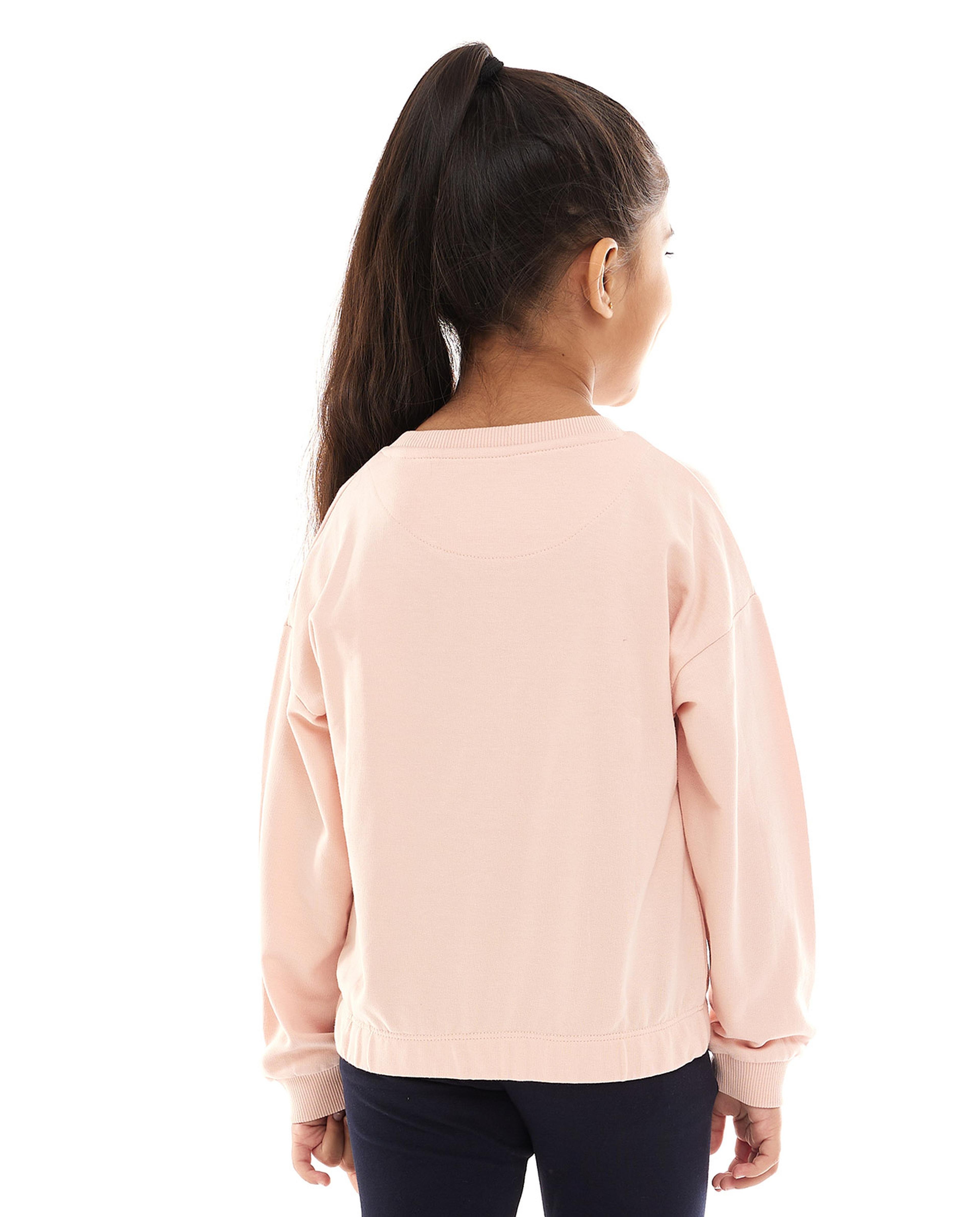 Sequins Sweatshirt with Crew Neck and Long Sleeves