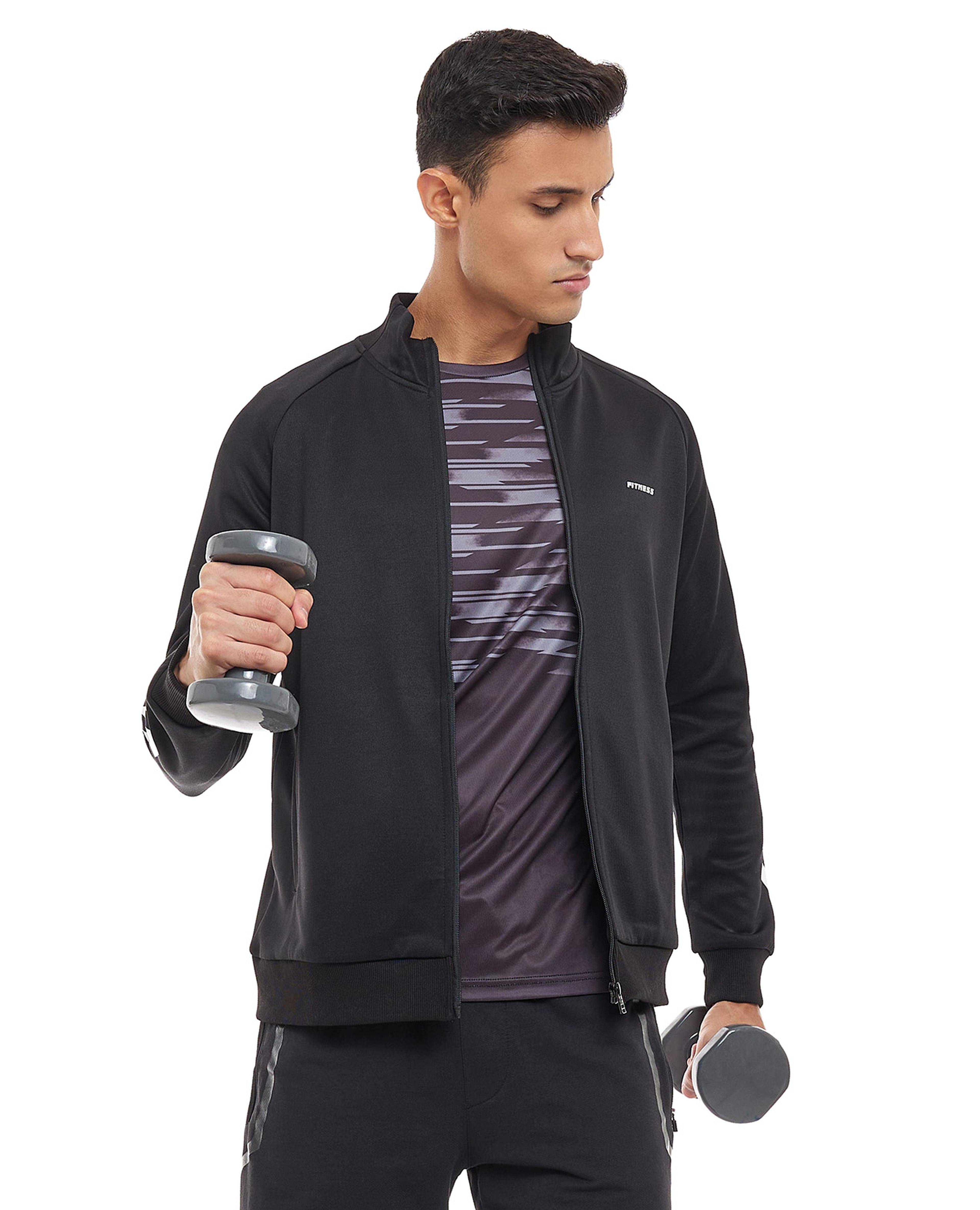 Solid Active Jacket with Zipper Closure