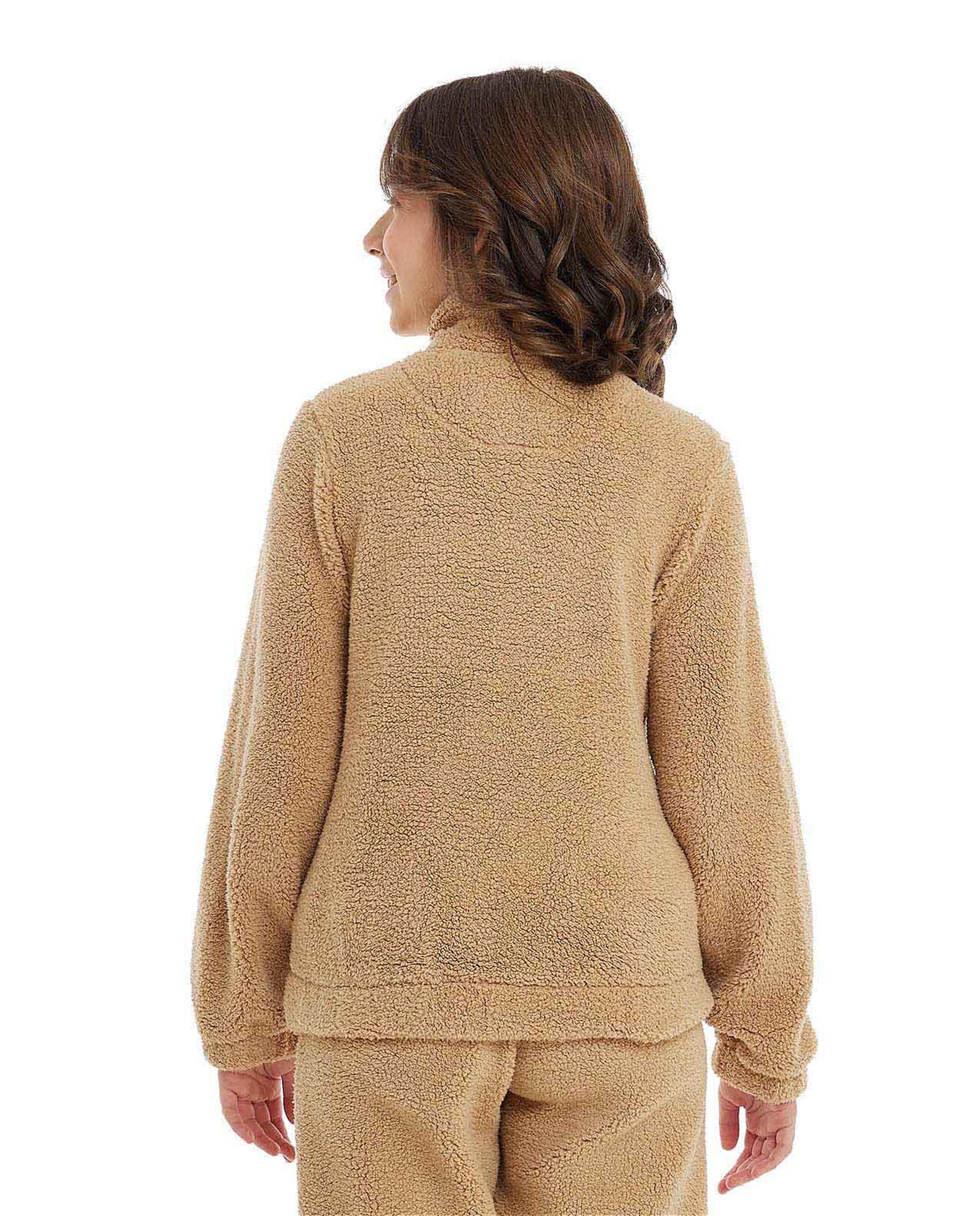 Sherpa Sweatshirt with High Neck and Long Sleeves
