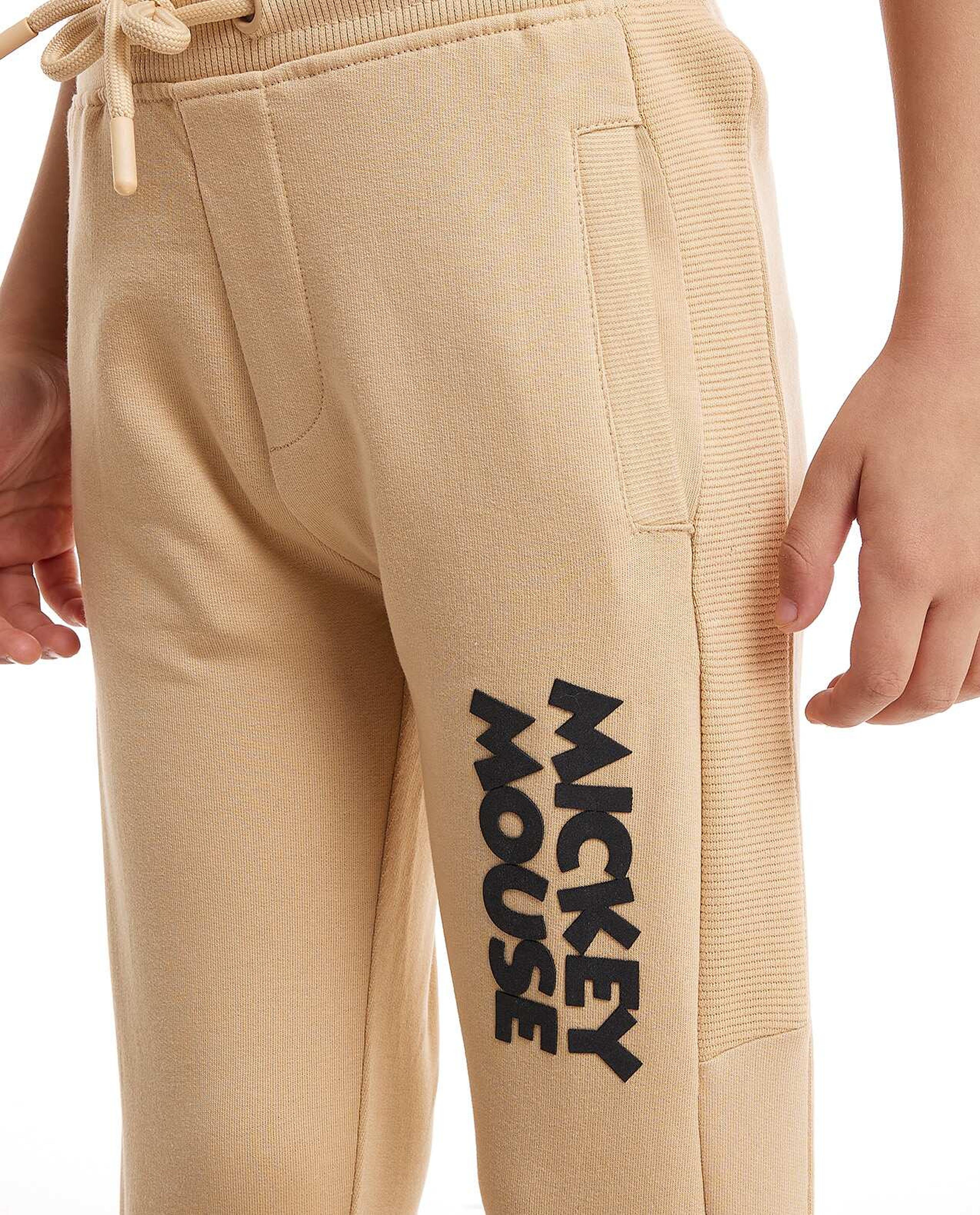 Mickey Mouse Print Joggers with Drawstring Waist