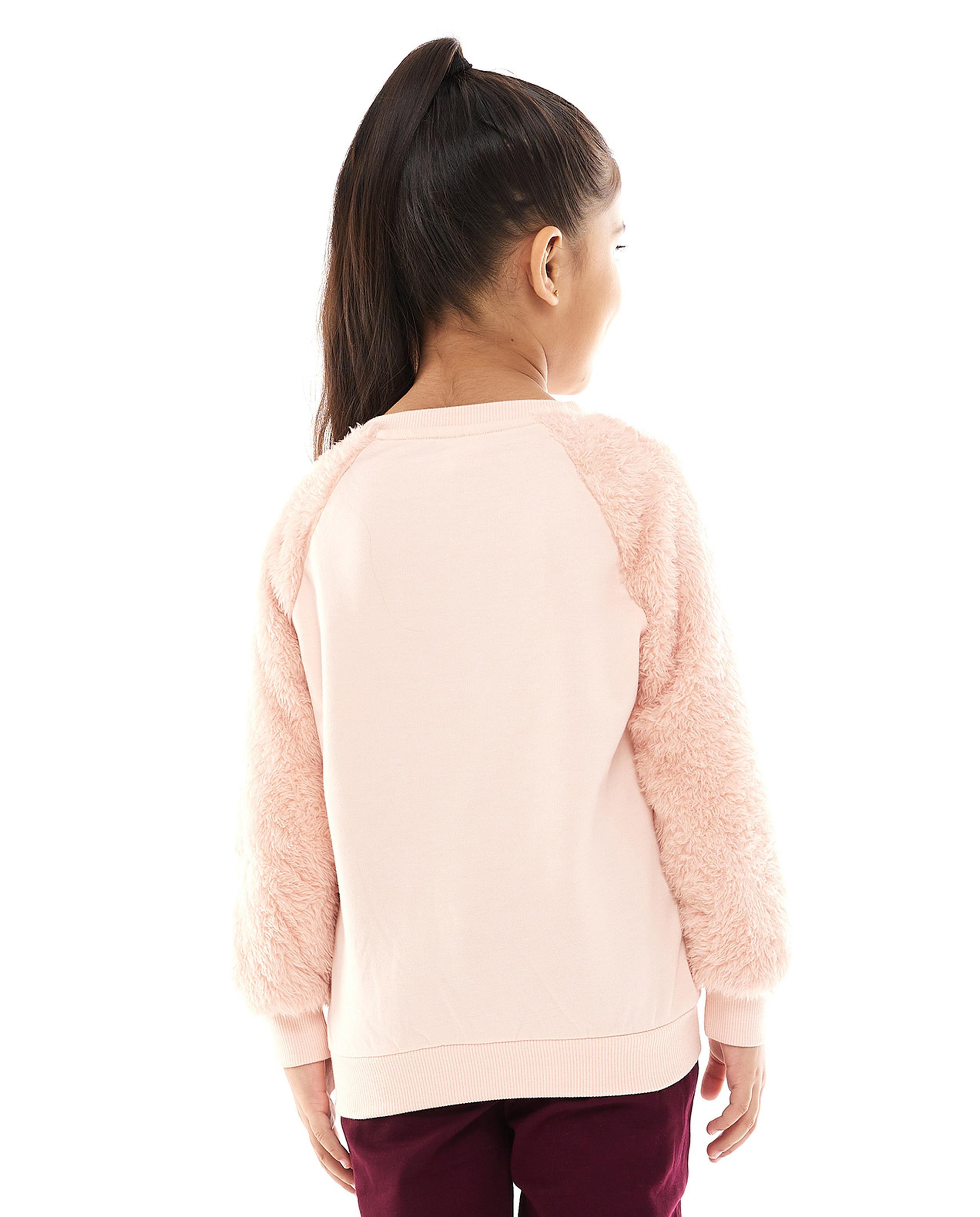 Minnie Embroidered Sweatshirt with Crew Neck and Raglan Sleeves