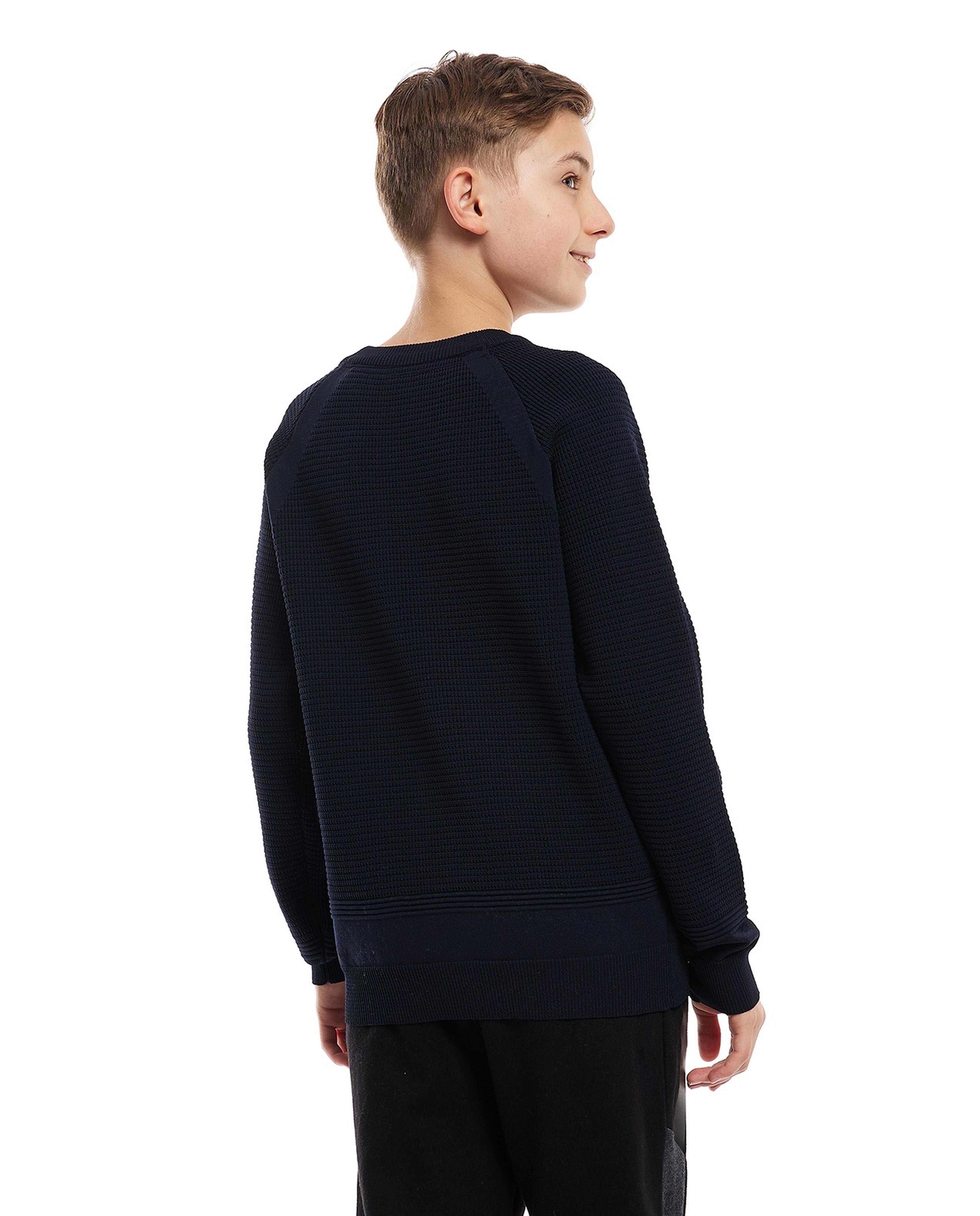 Knitted Sweater with Crew Neck and Raglan Sleeves