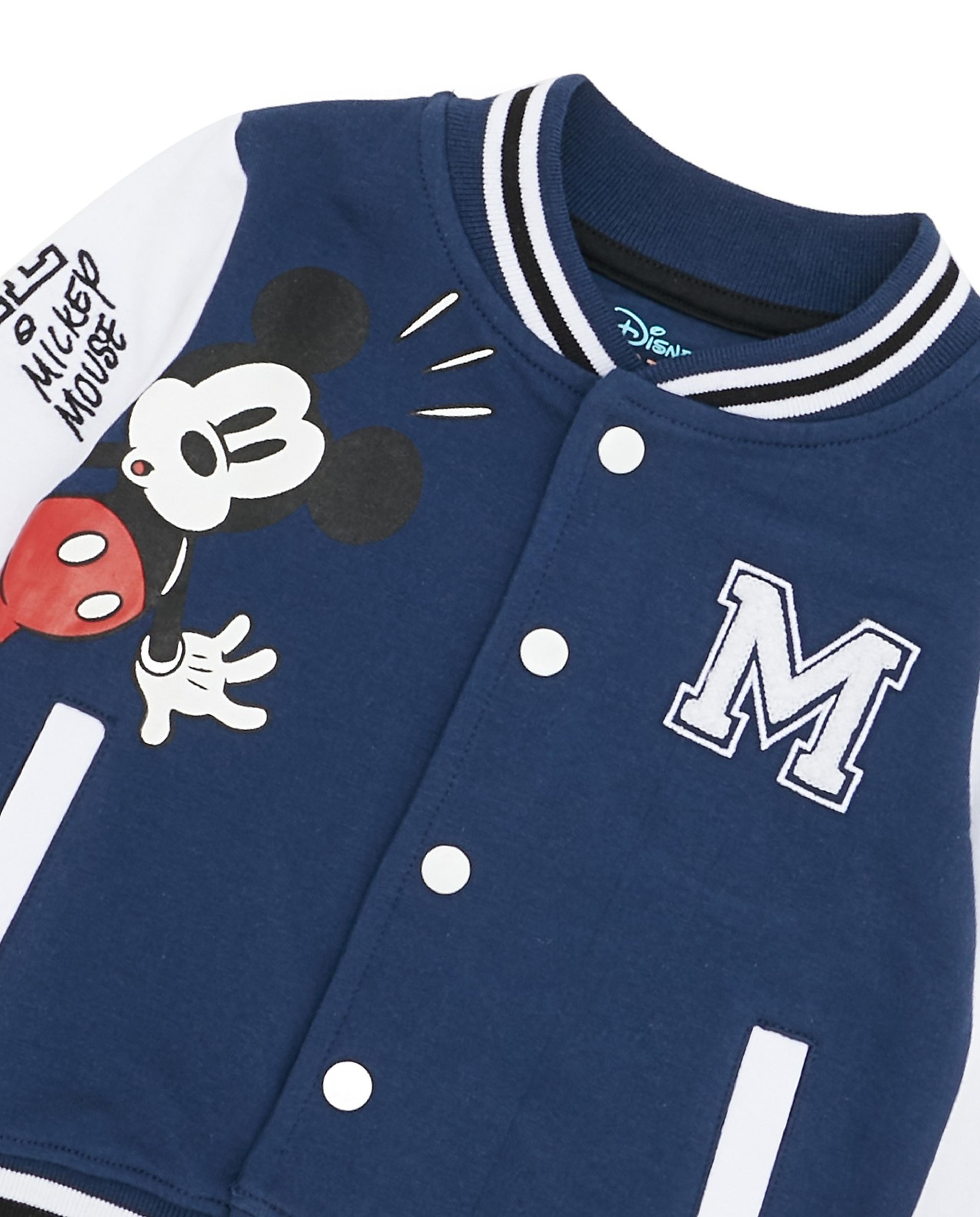 Minnie Mouse Print Varsity Jacket with Snap Button