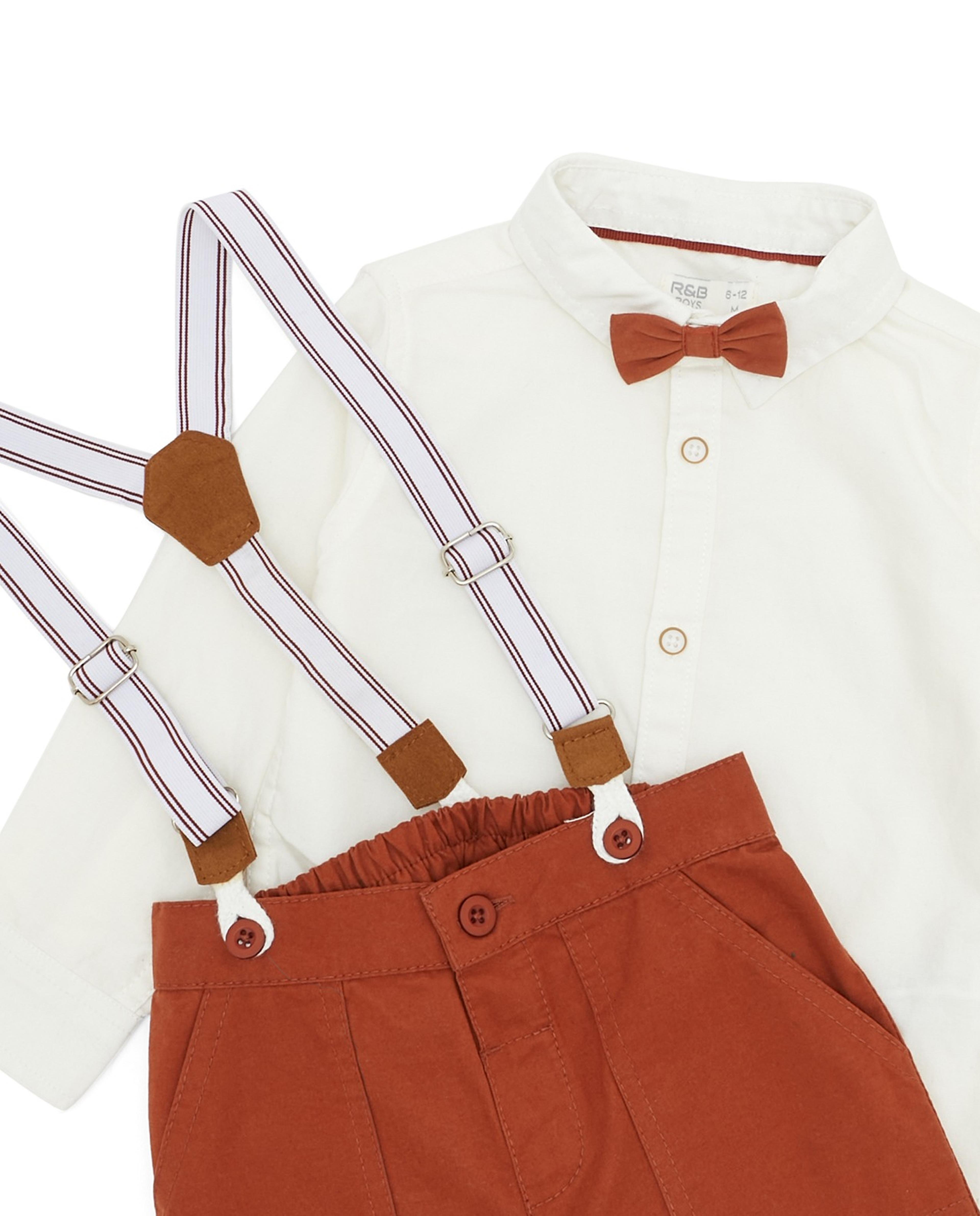 Solid Clothing Set with Suspenders