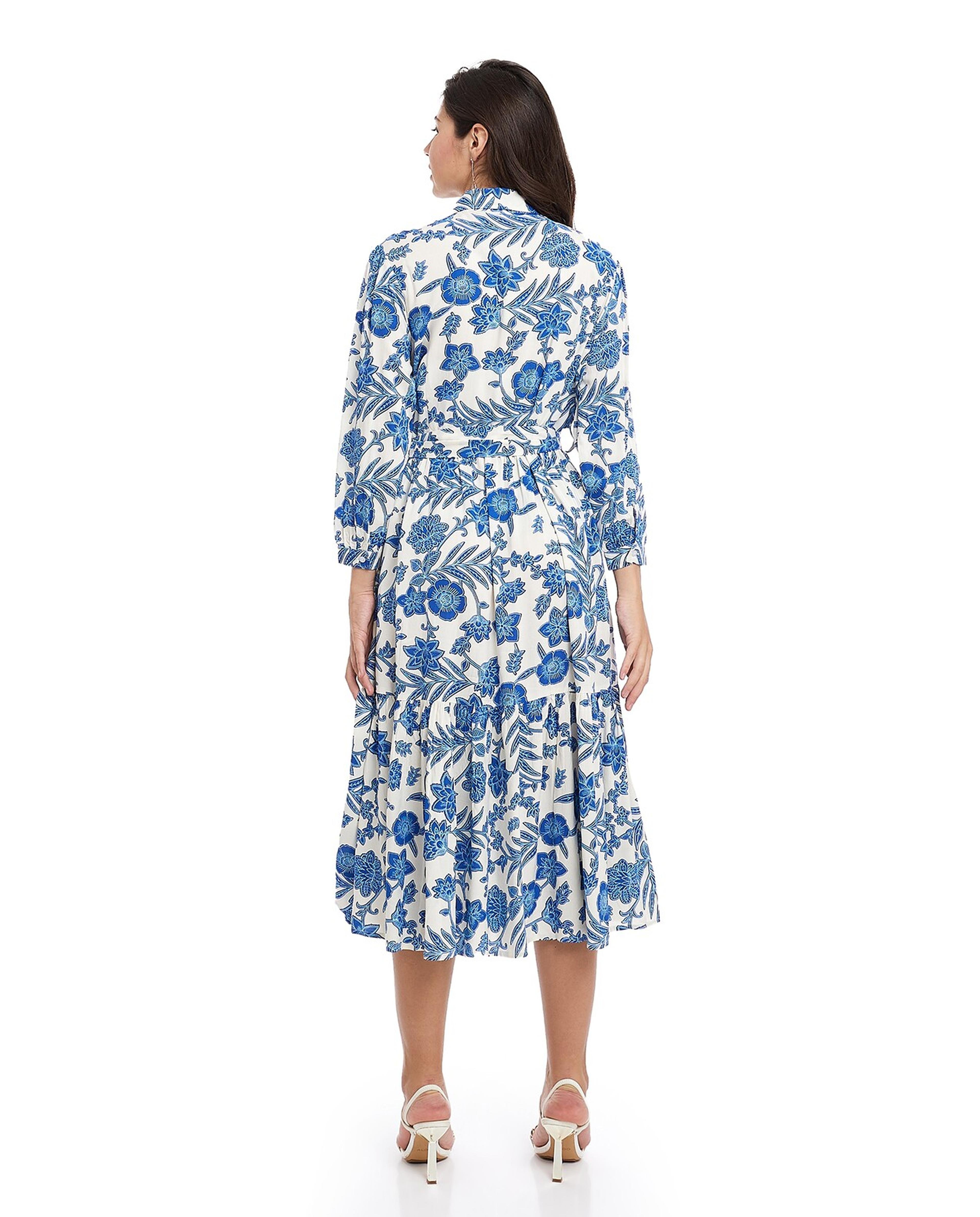 Patterned Shirt Dress with Long Sleeves