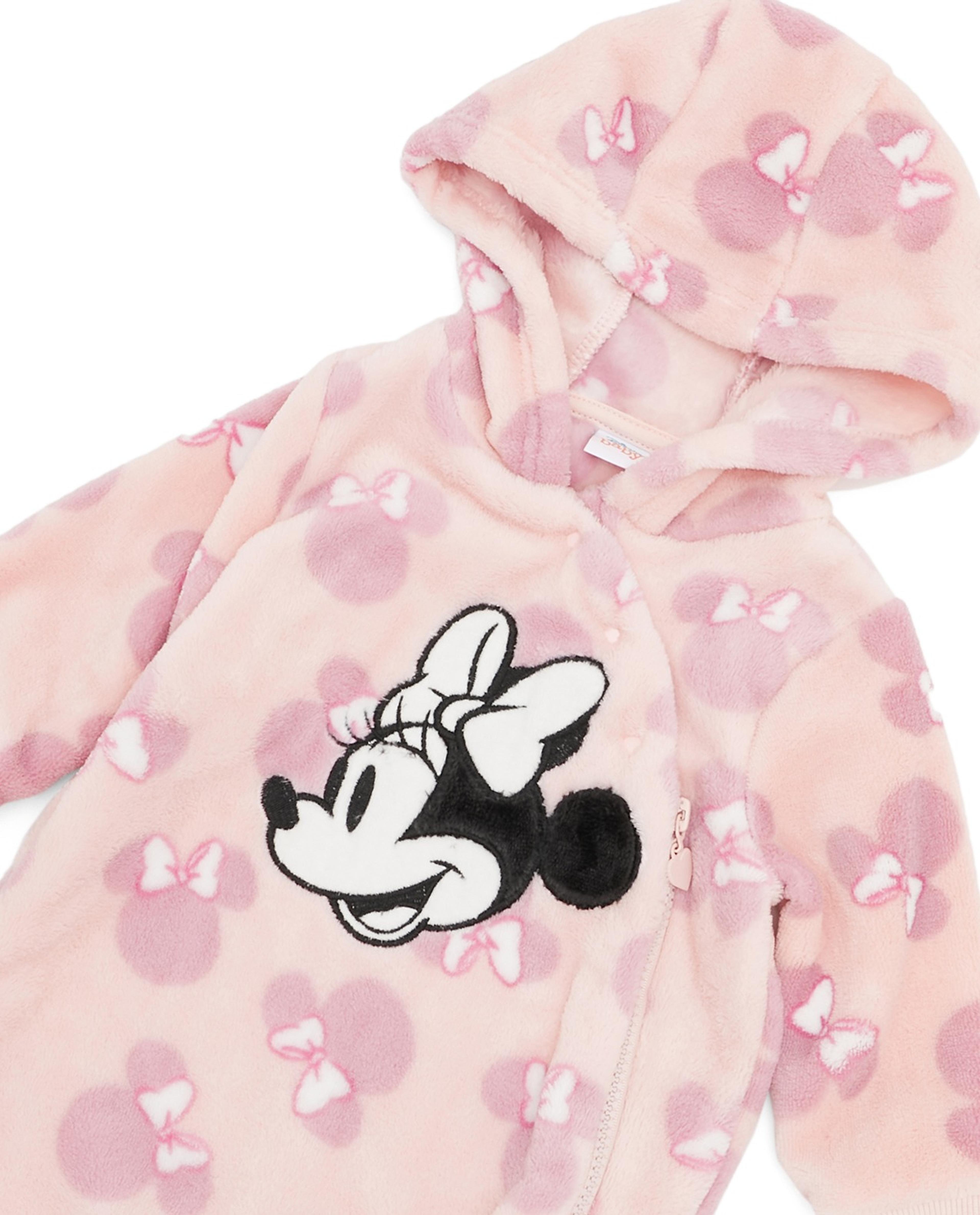 Minnie Mouse Applique Hooded Sleepsuit