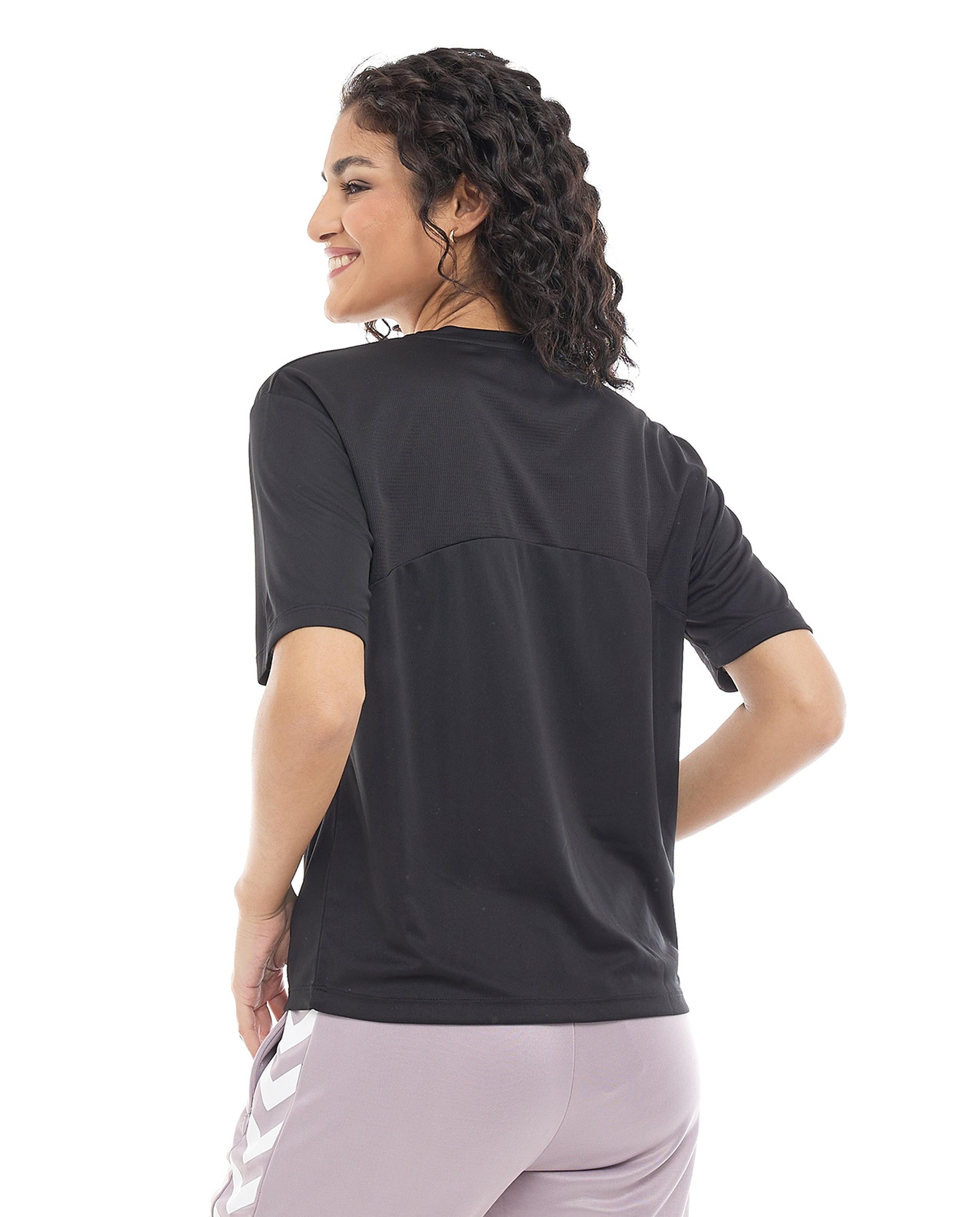 Solid Active T-Shirt with Crew Neck and Short Sleeves
