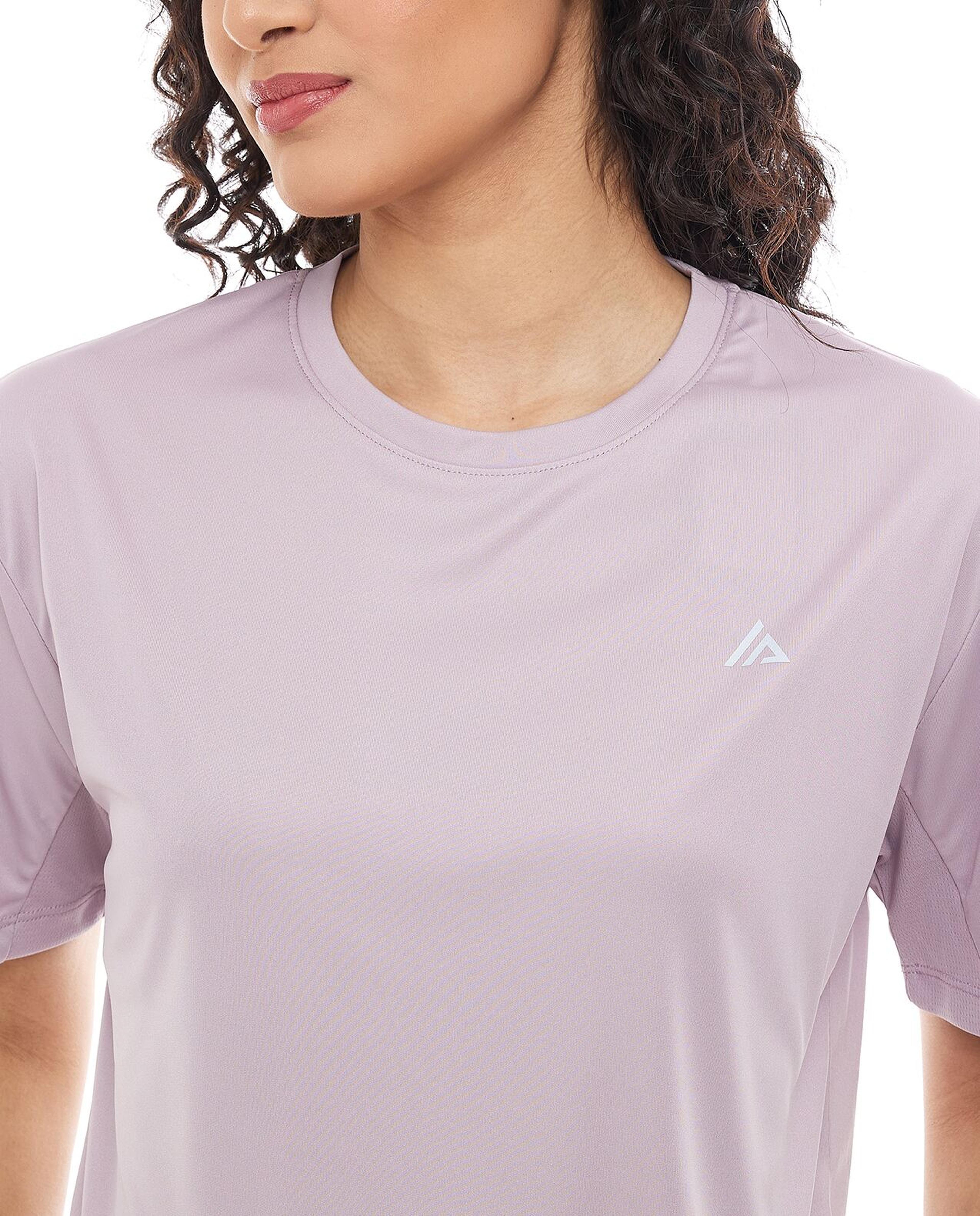 Solid Active Top with Crew Neck and Long Sleeves