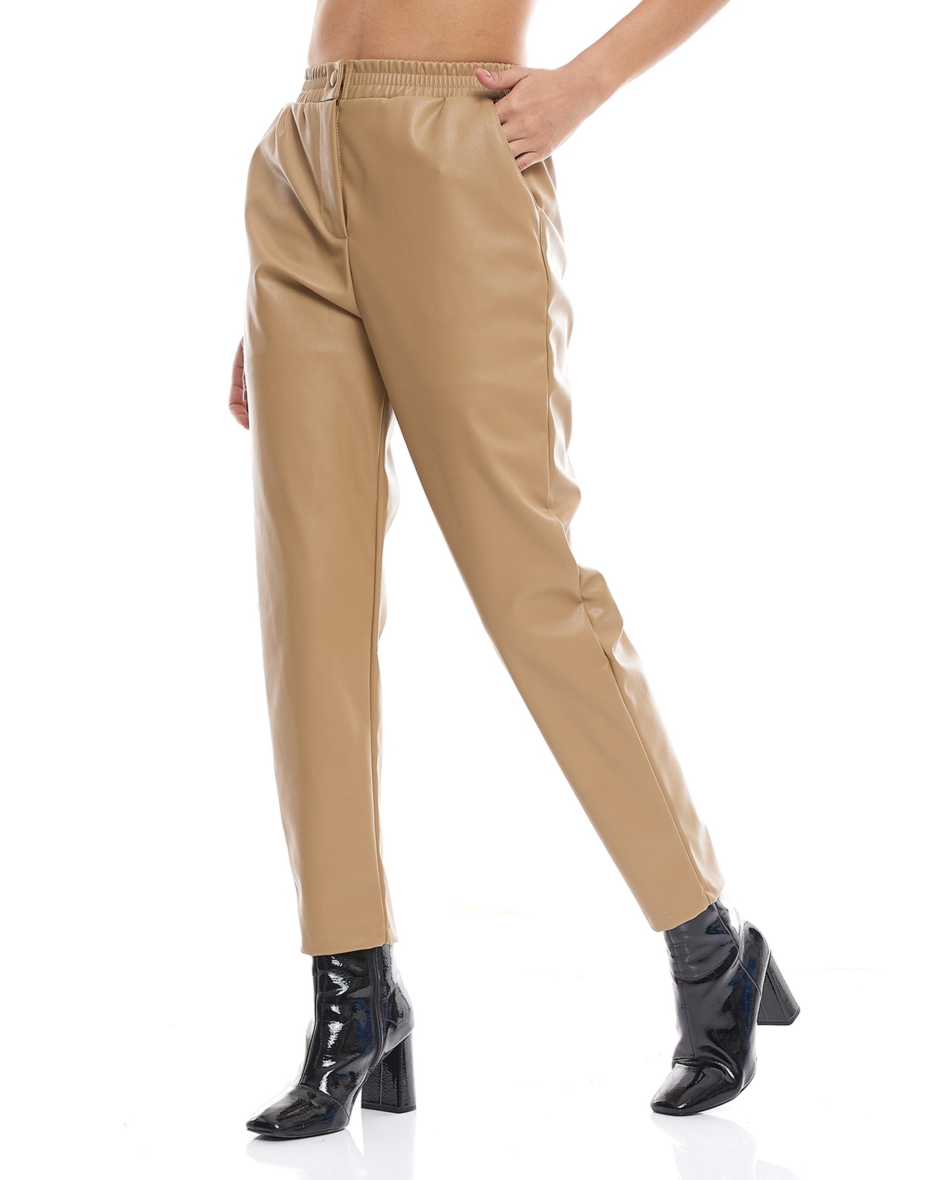 Solid Tapered pants with Button Closure