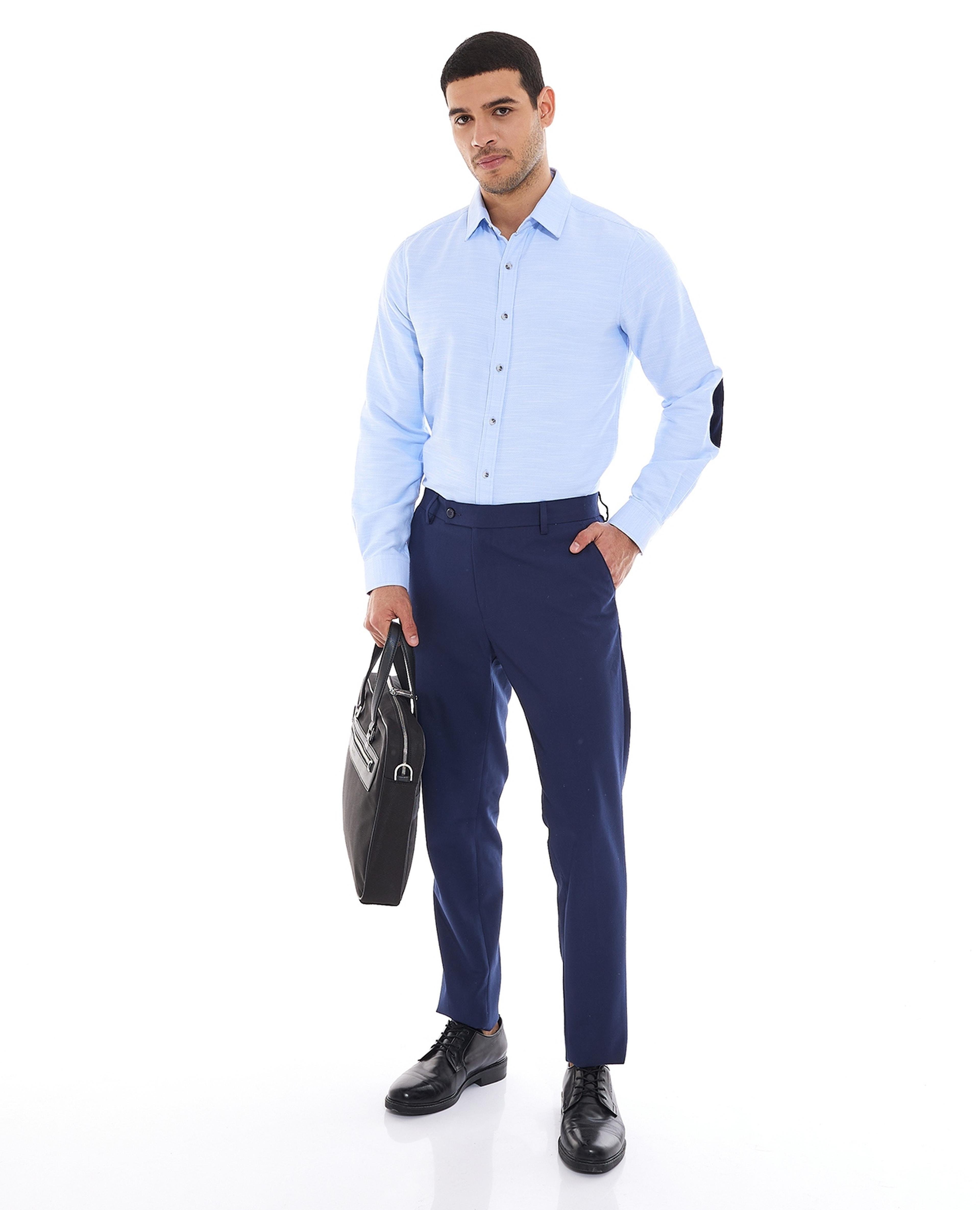 Slim Fit Formal Trousers with Button Closure