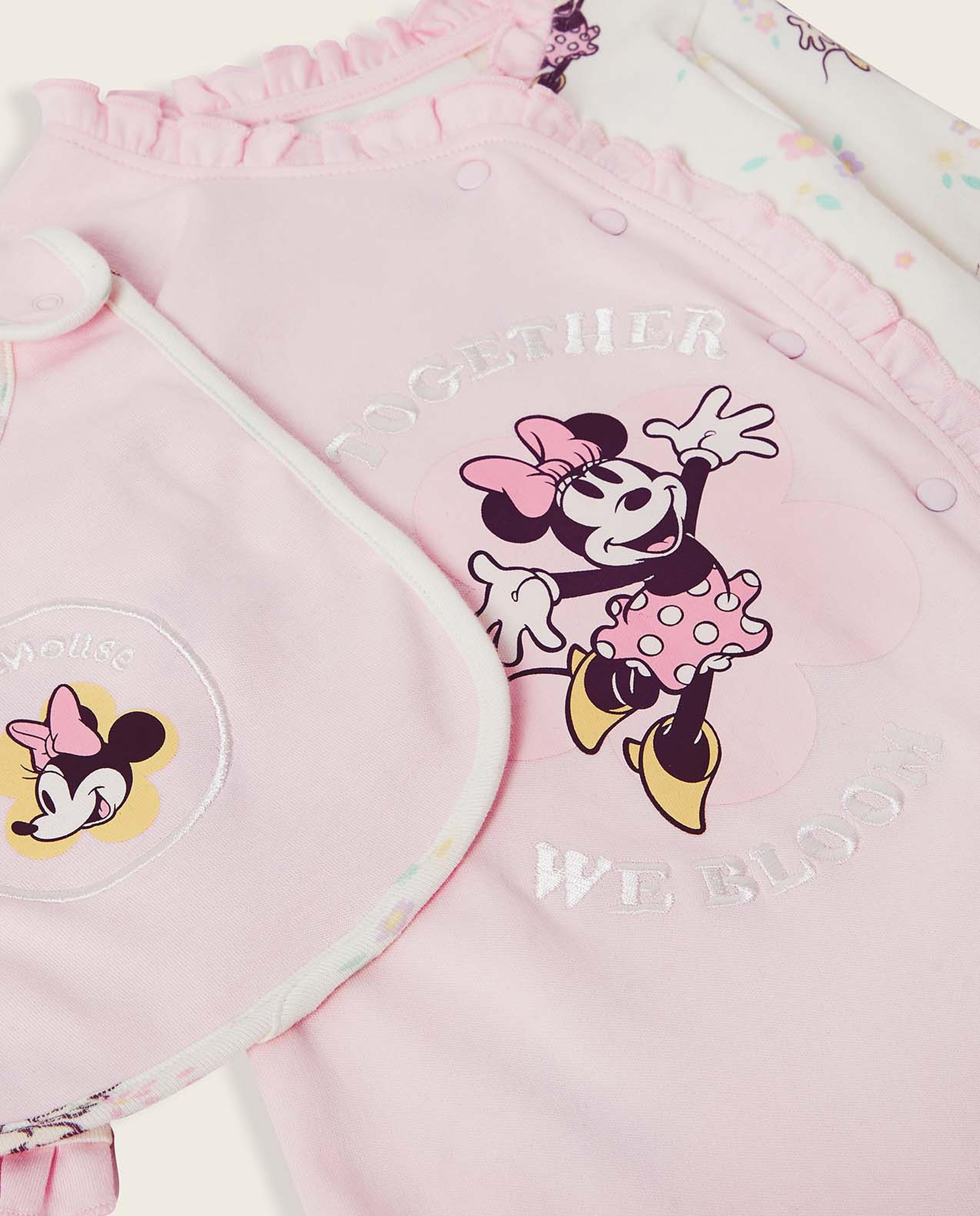Minnie Mouse Print Footed Sleepsuit and Bib Set