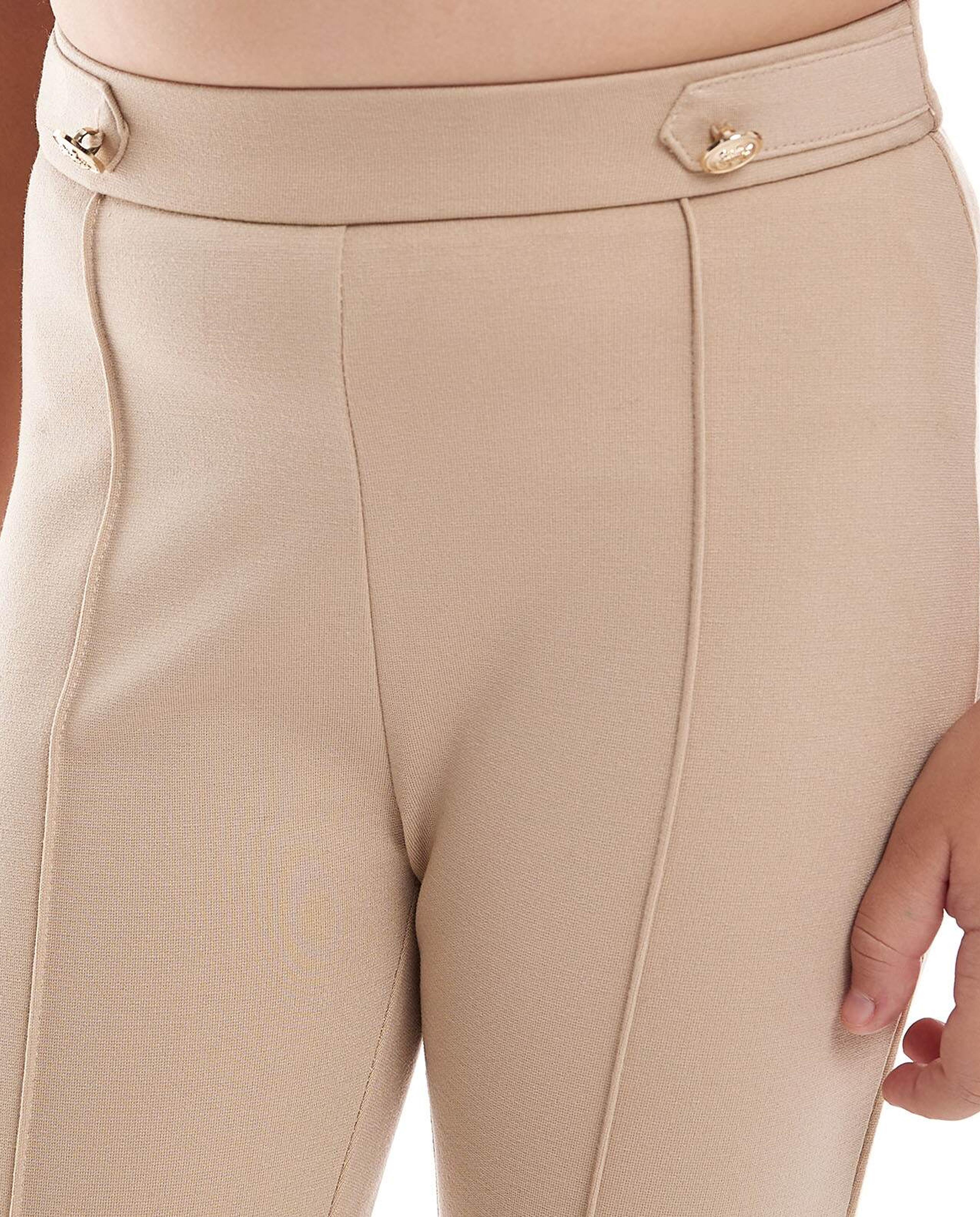 Button Detail Trousers with Elastic Waist