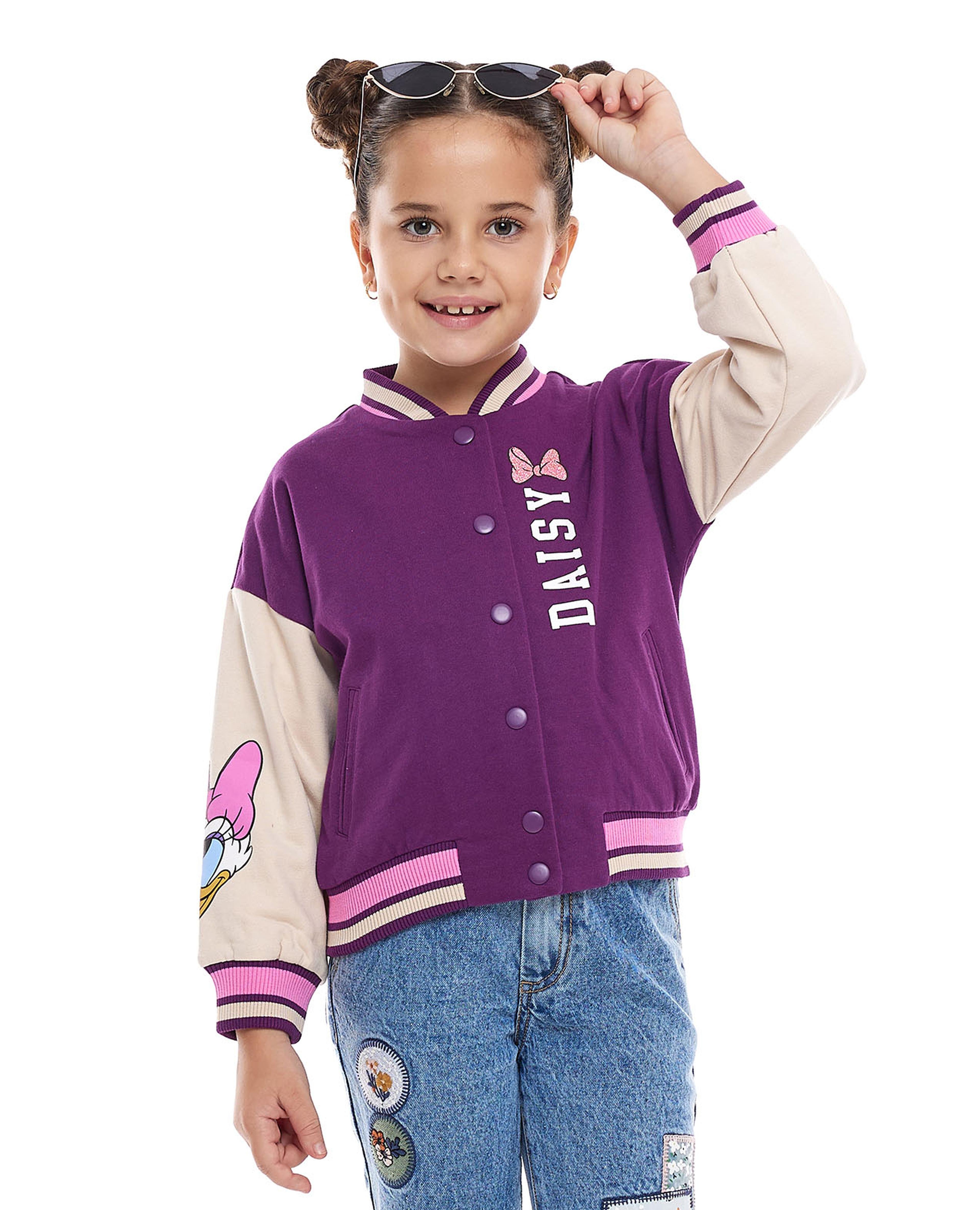 Daisy Duck Print Jacket with Snap Button Closure