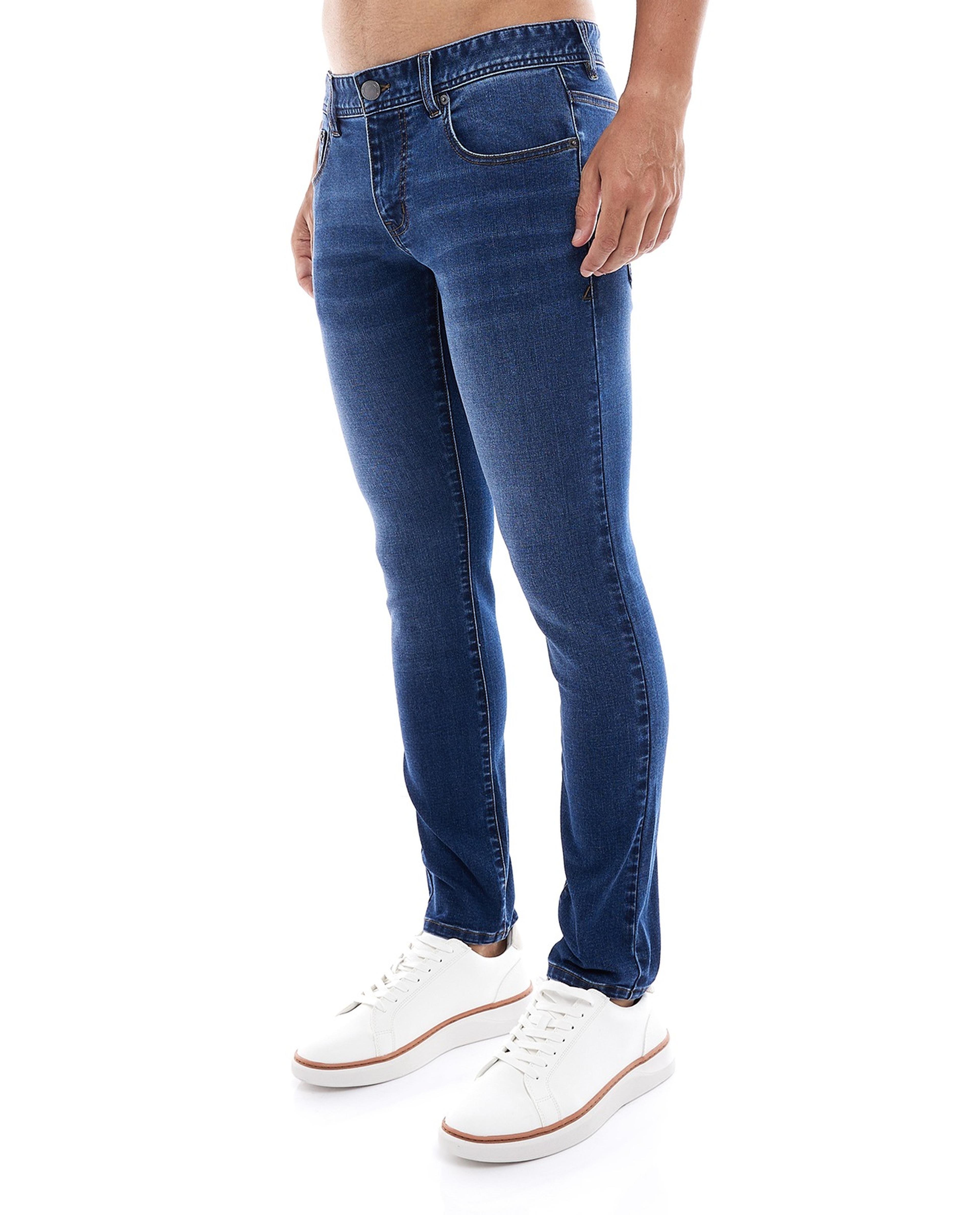 Faded Slim Fit Jeans with Button Closure