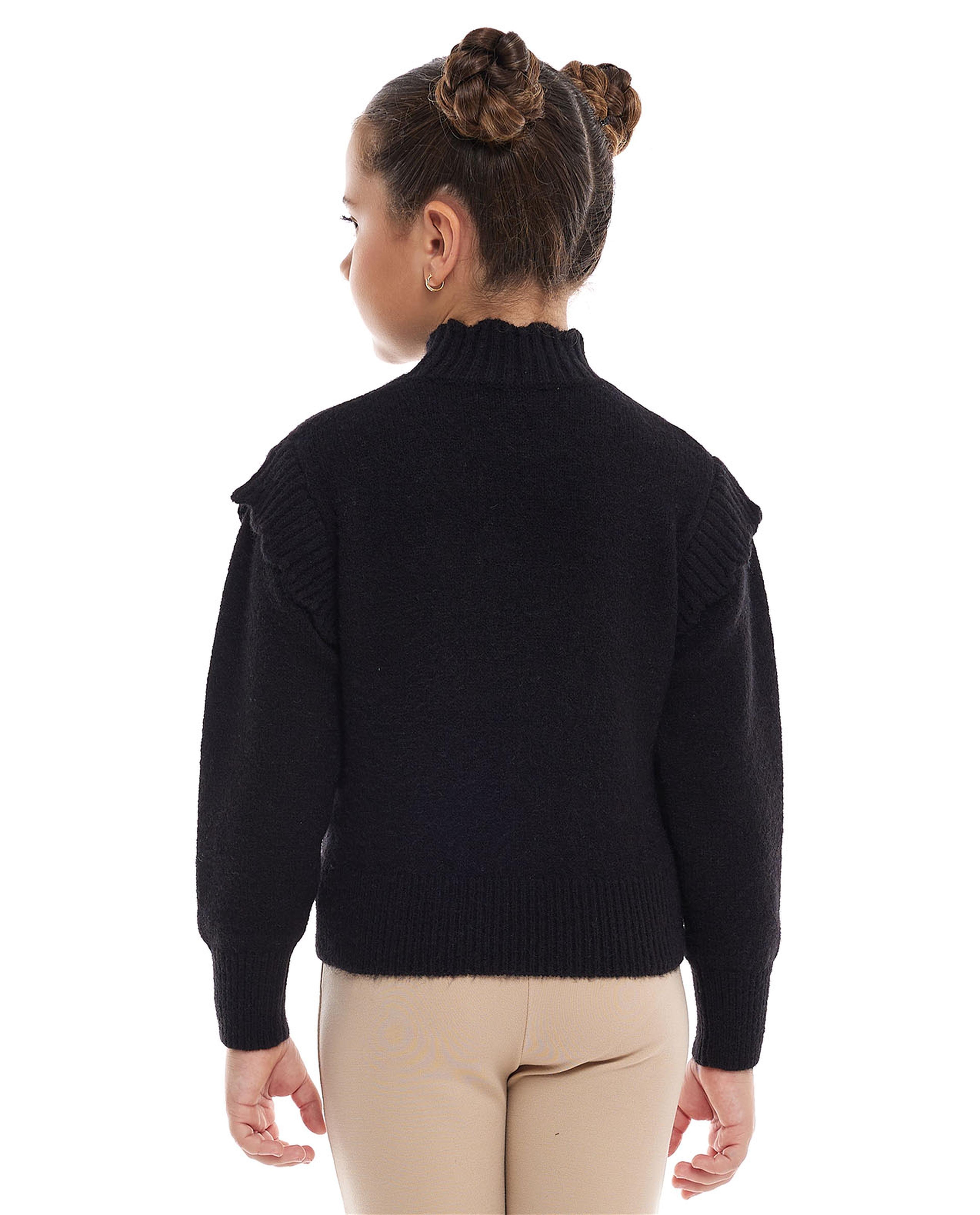 Pearl Detail Sweater with High Neck and Long Sleeves