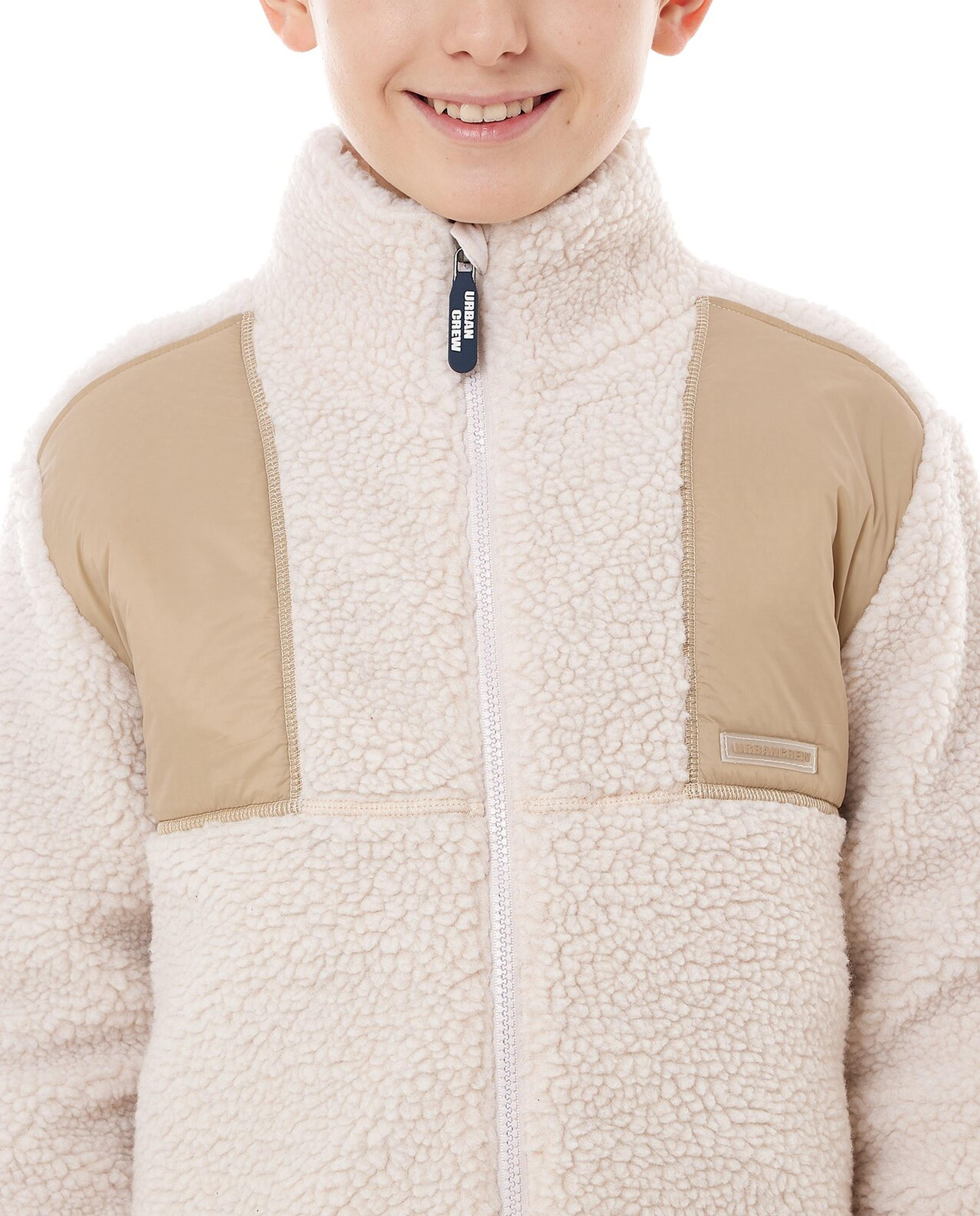 Sherpa Jacket with High Neck and Long Sleeves