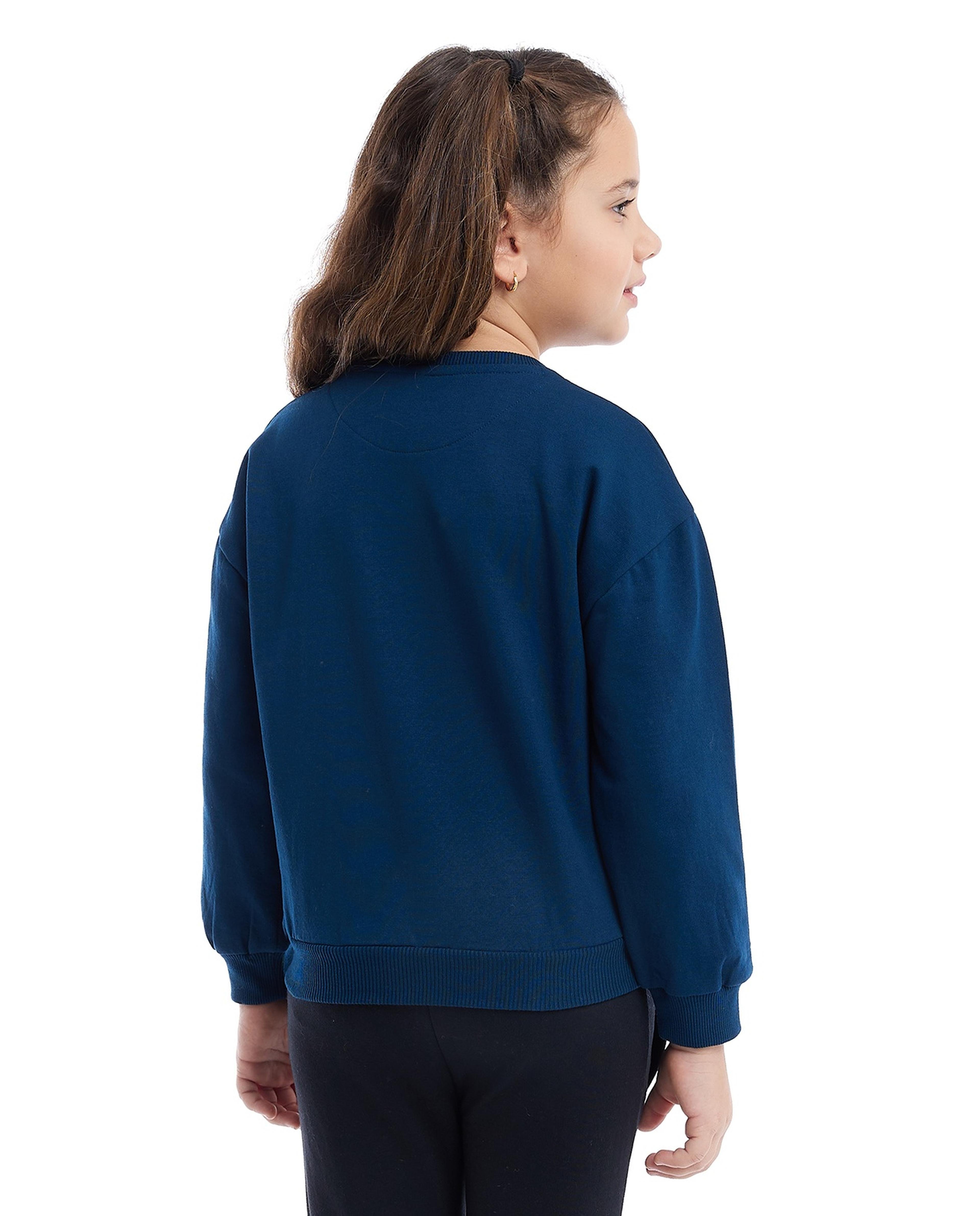 Appliqued Sweatshirt with Crew Neck and Long Sleeves