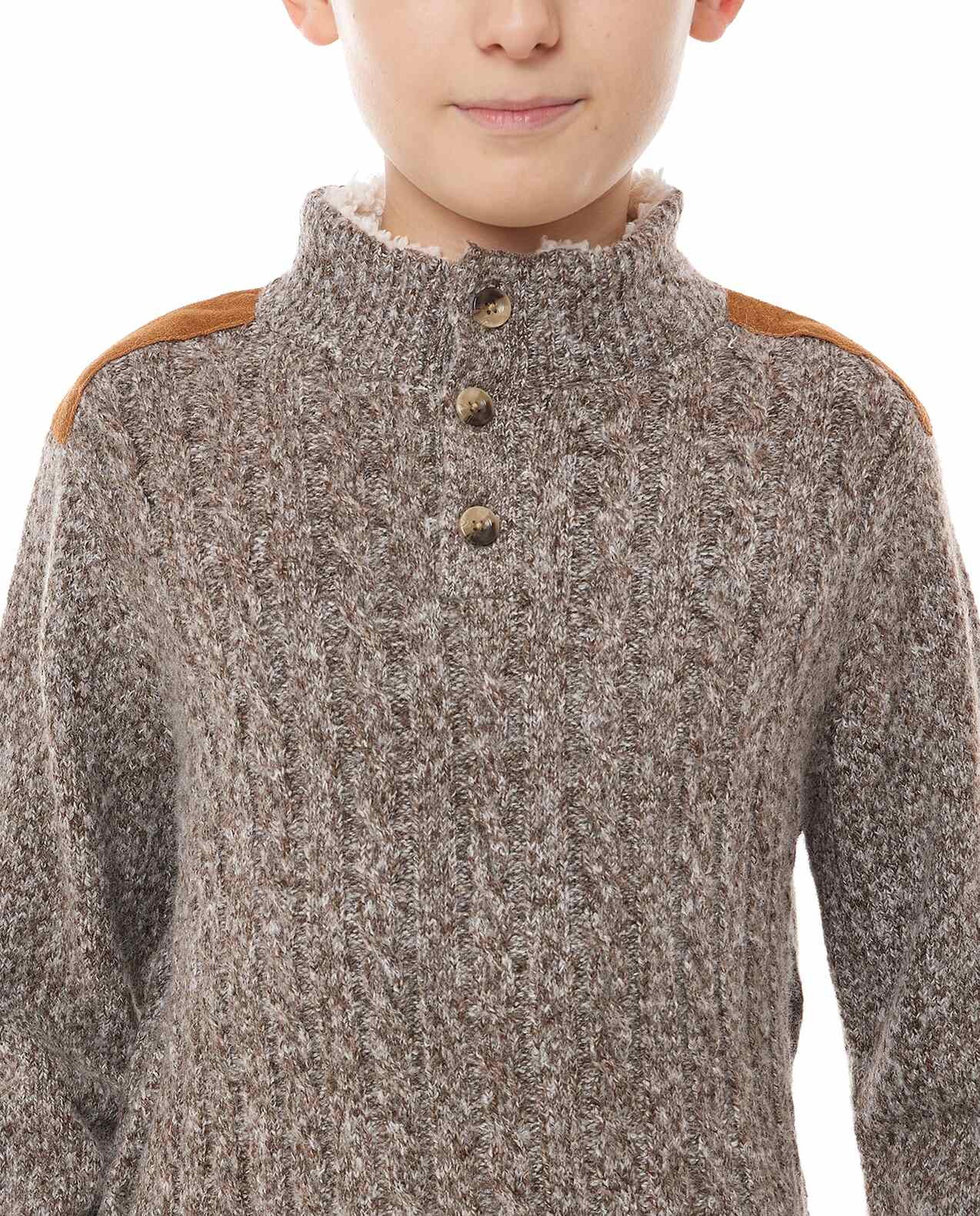 Knitted Sweater with High Neck and Long Sleeves